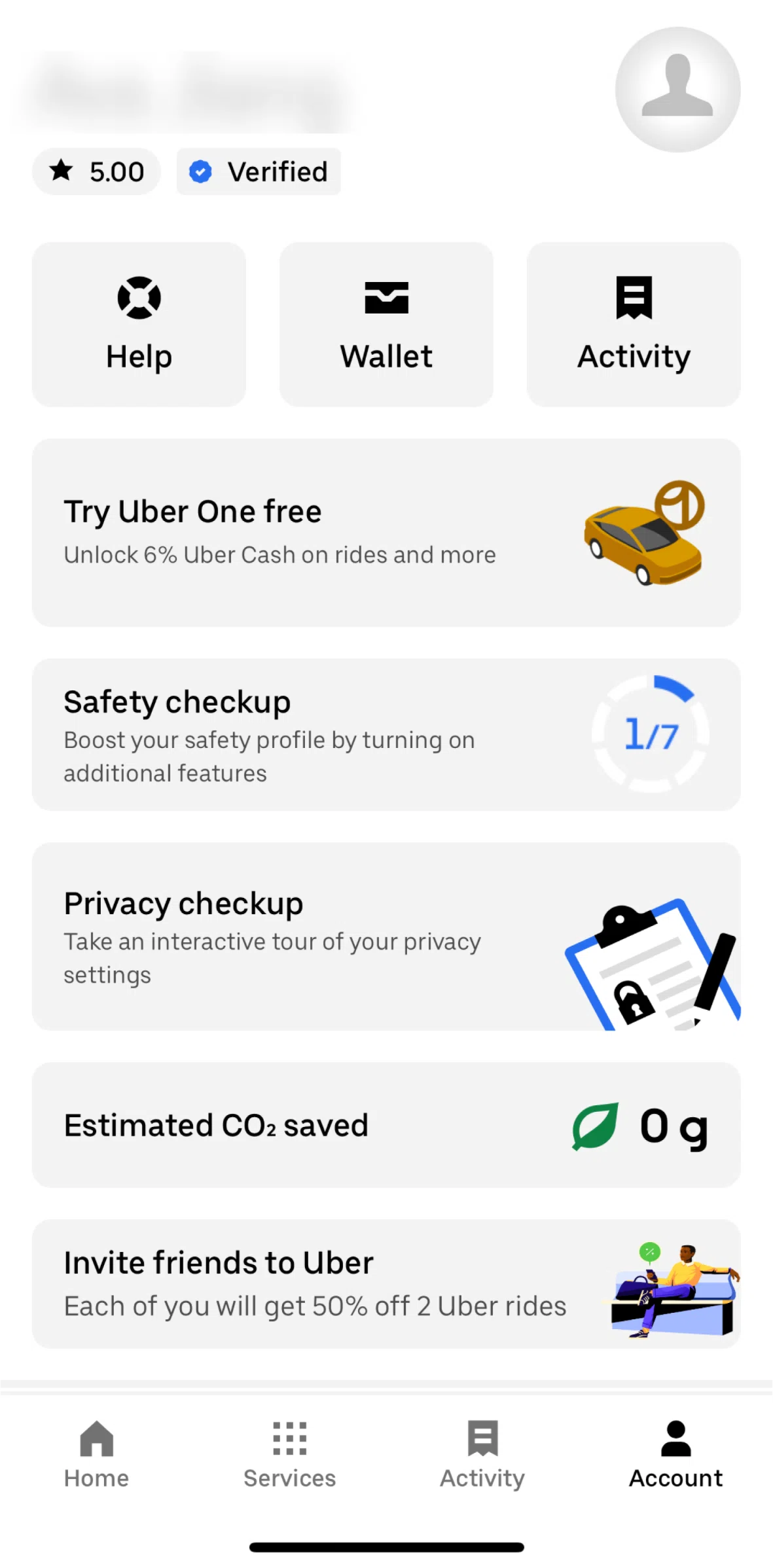 Uber Screen screen in the Completing privacy checkup flow