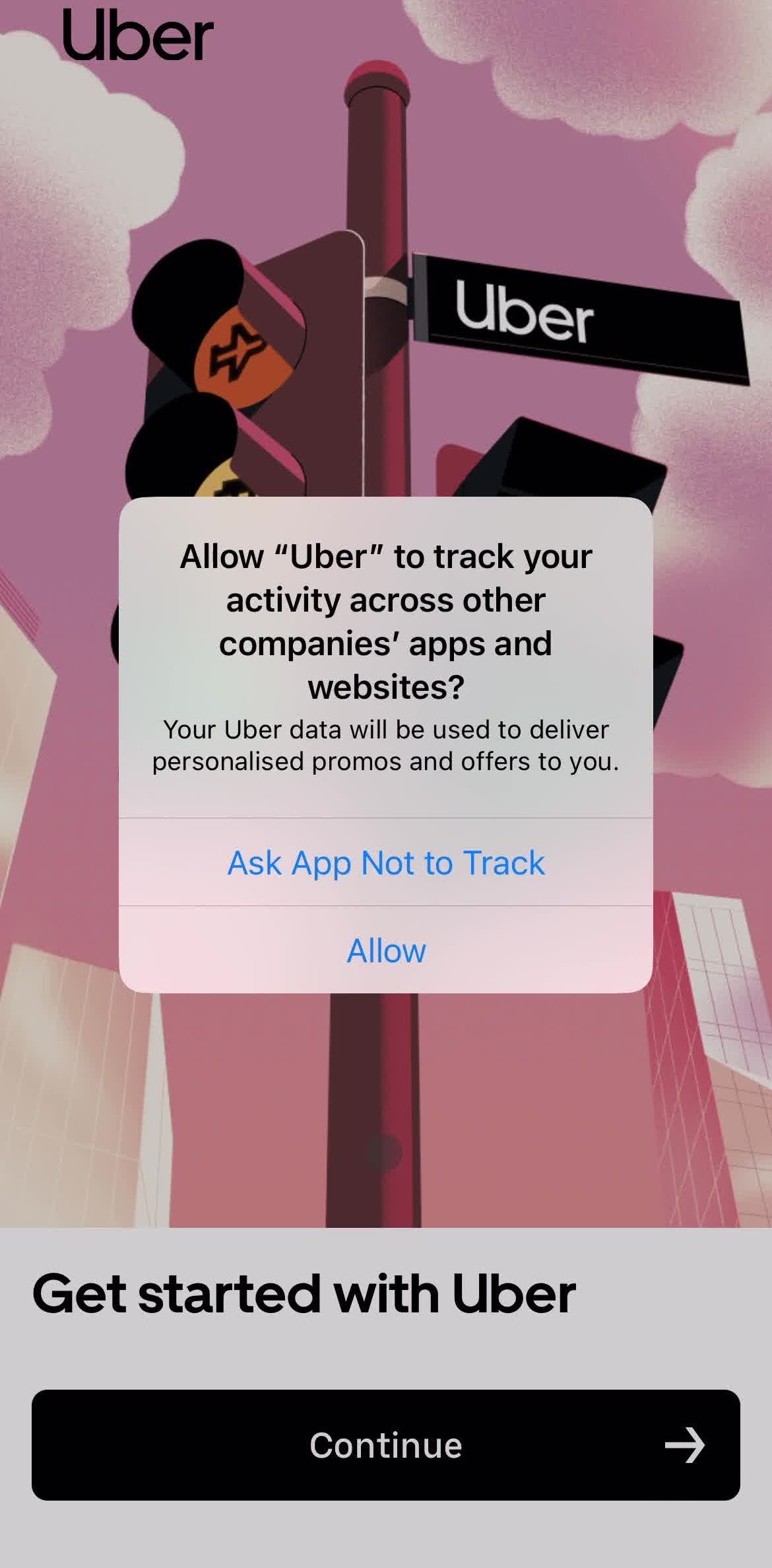 Uber Enable tracking screen in the Onboarding flow