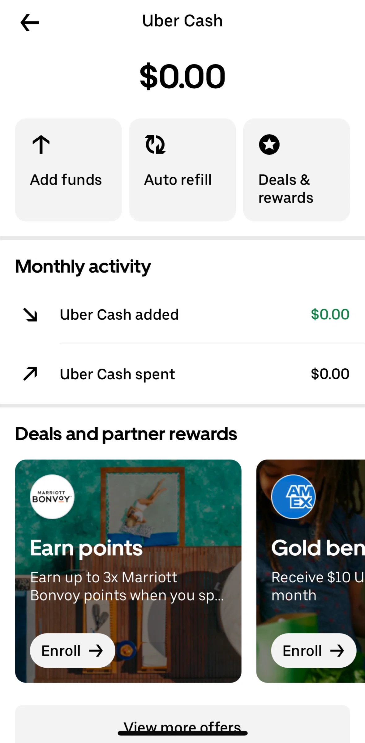Uber Screen screen in the Rewards flow