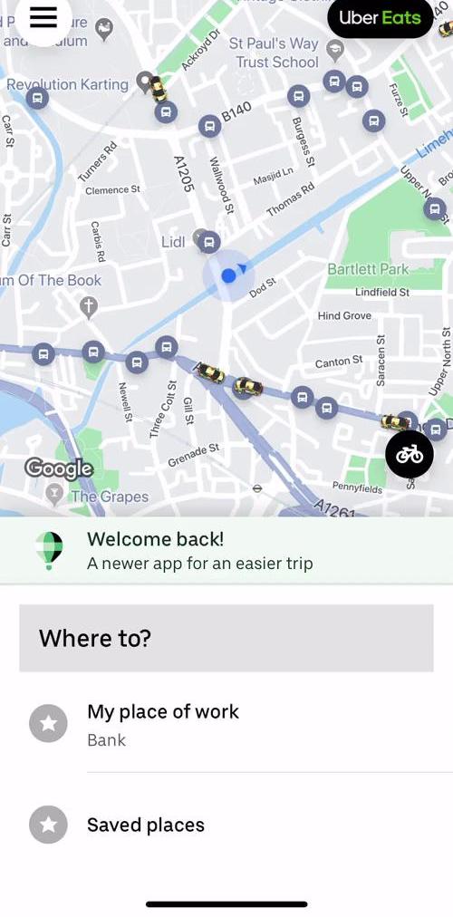 Uber Home screen in the Transit Routes flow