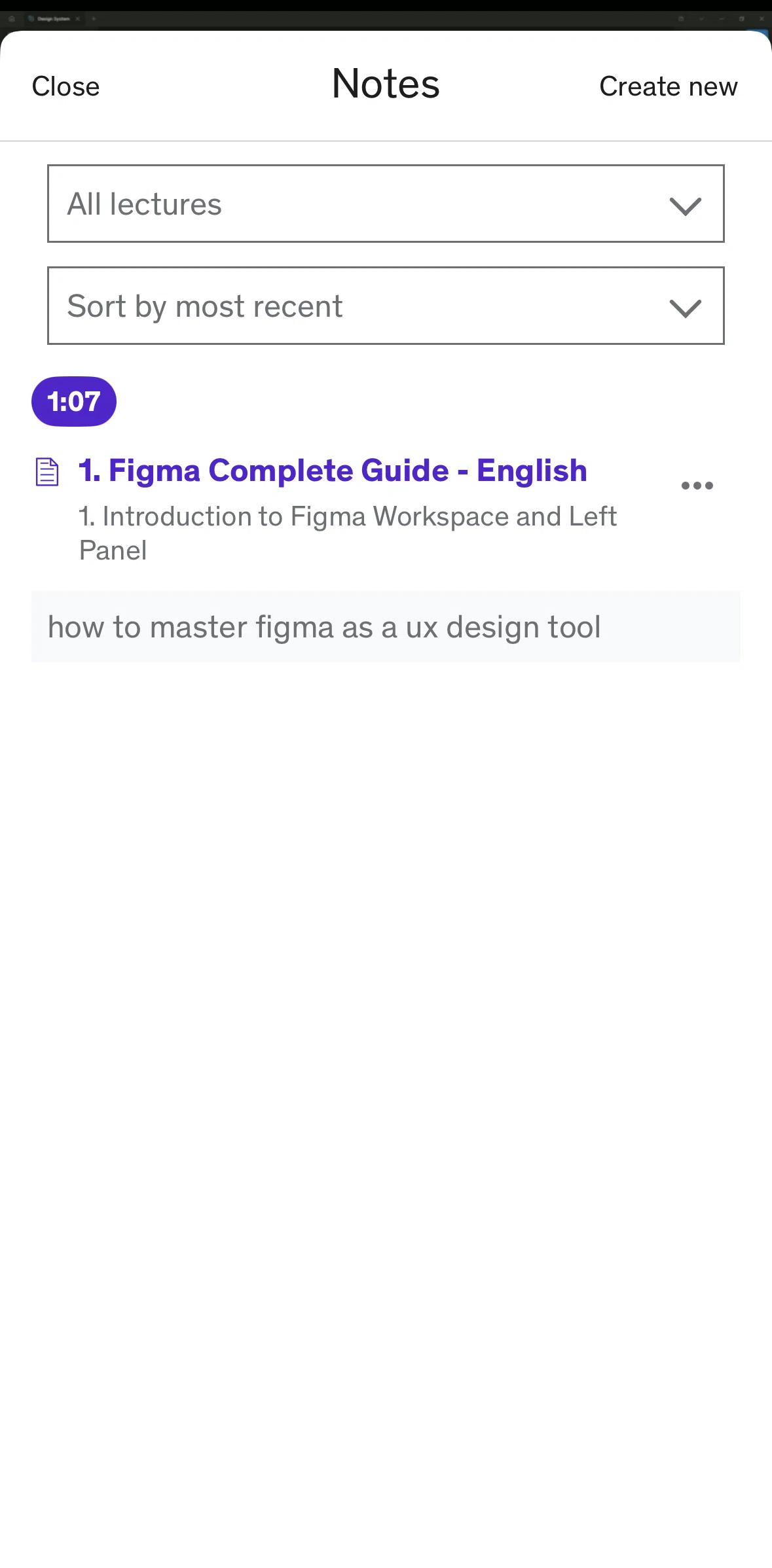Udemy Screen screen in the Deleting a note flow