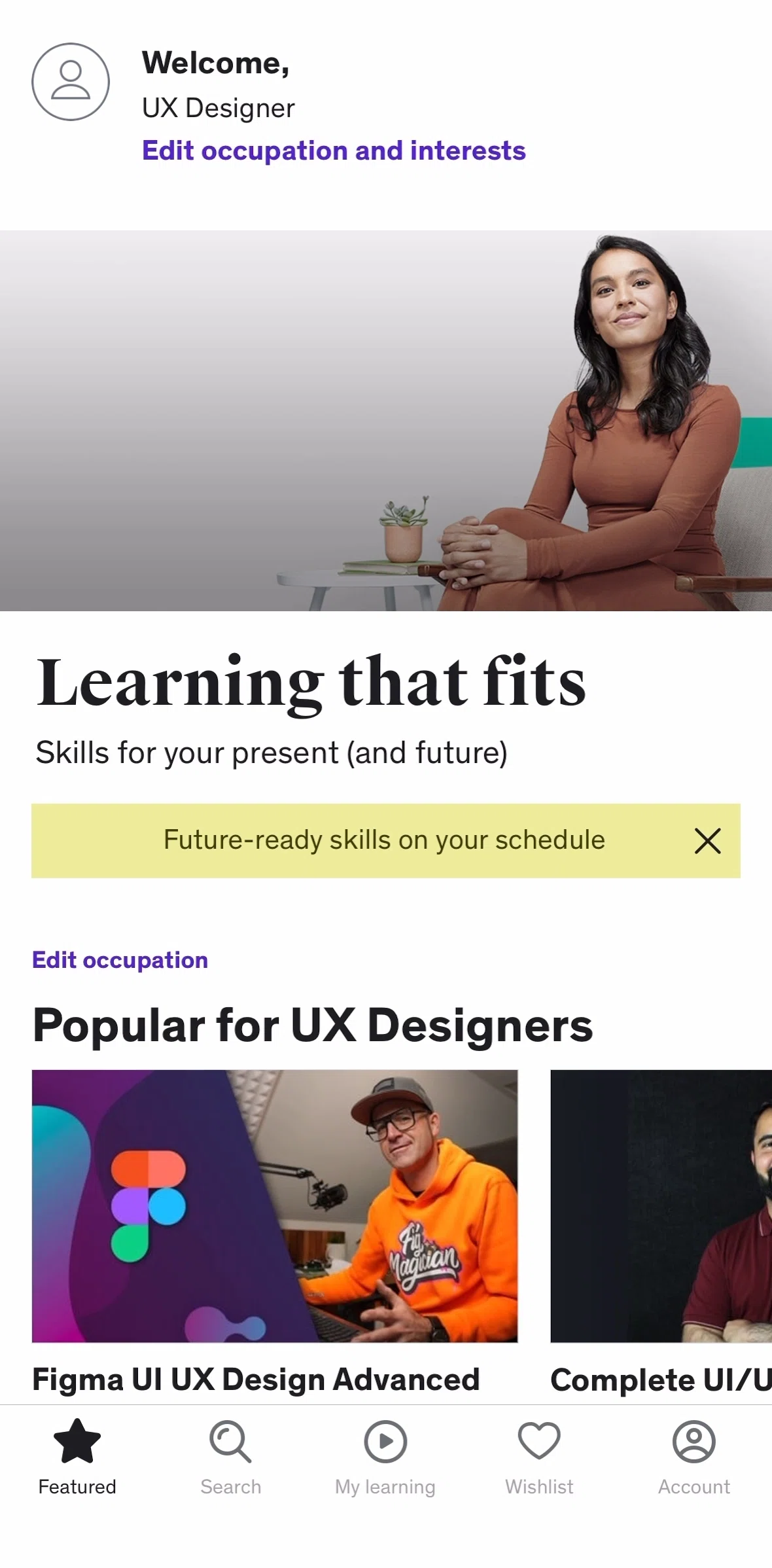 Udemy Screen screen in the My learning flow