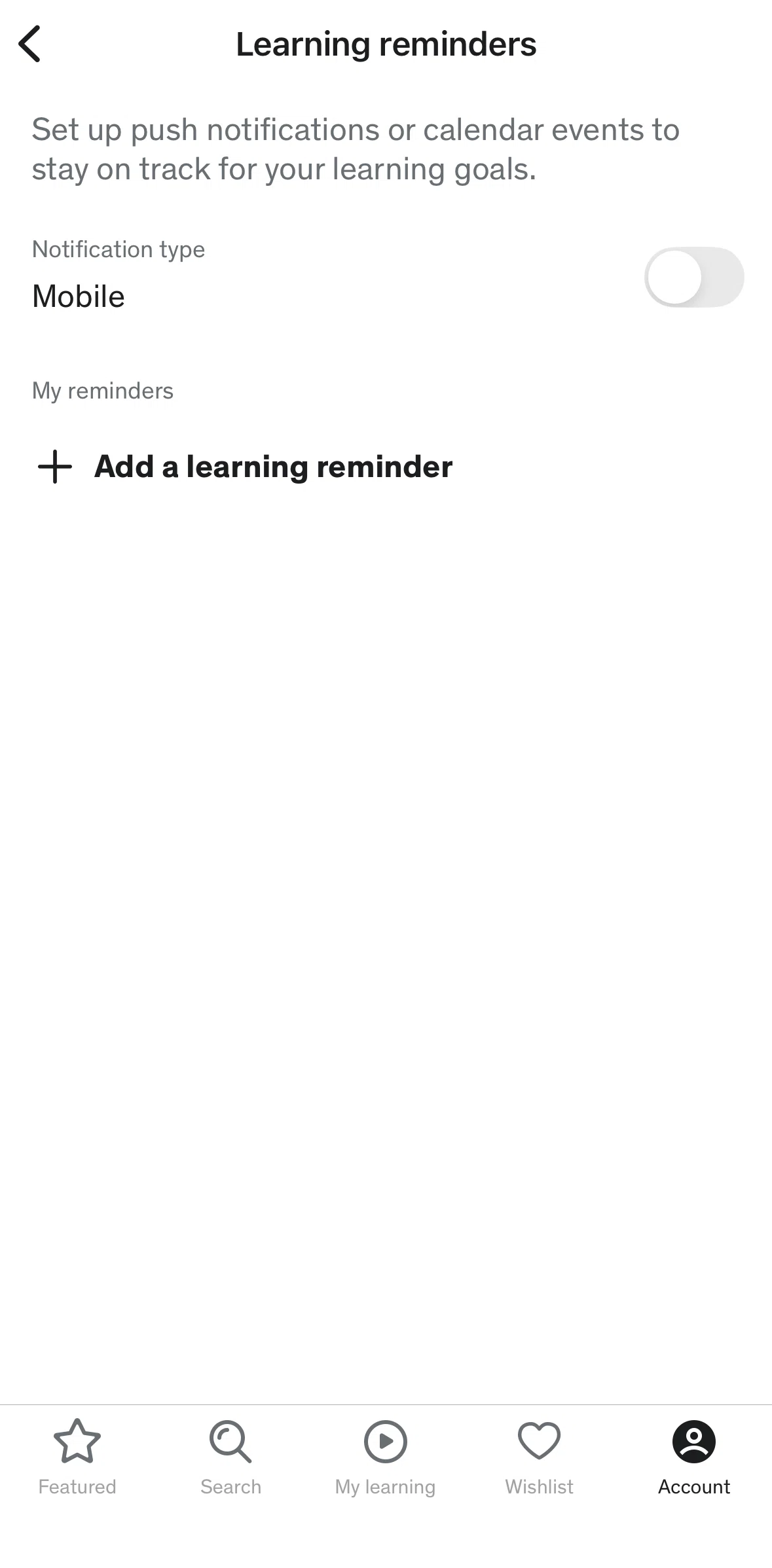 Udemy Screen screen in the Turning on notification (learning reminder) flow