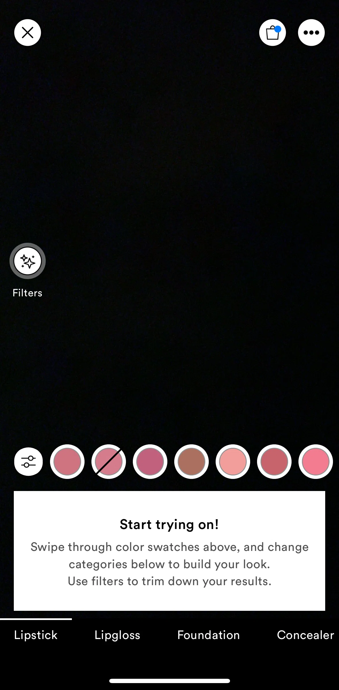 Ulta Beauty Screen screen in the Applying filters flow
