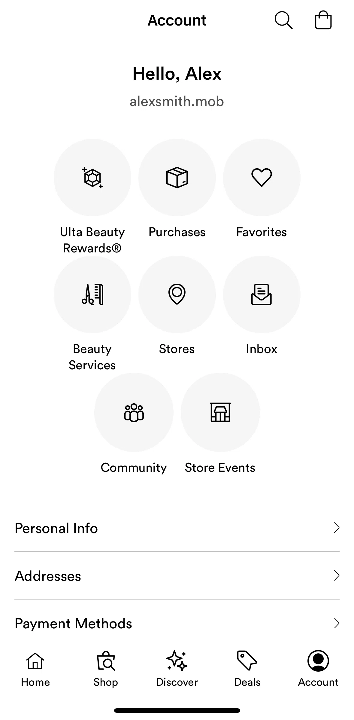 Ulta Beauty Screen screen in the Ulta Beauty Rewards membership flow