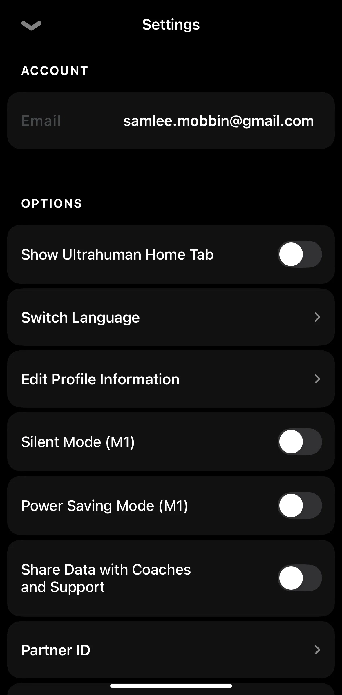 Ultrahuman Screen screen in the Changing language flow