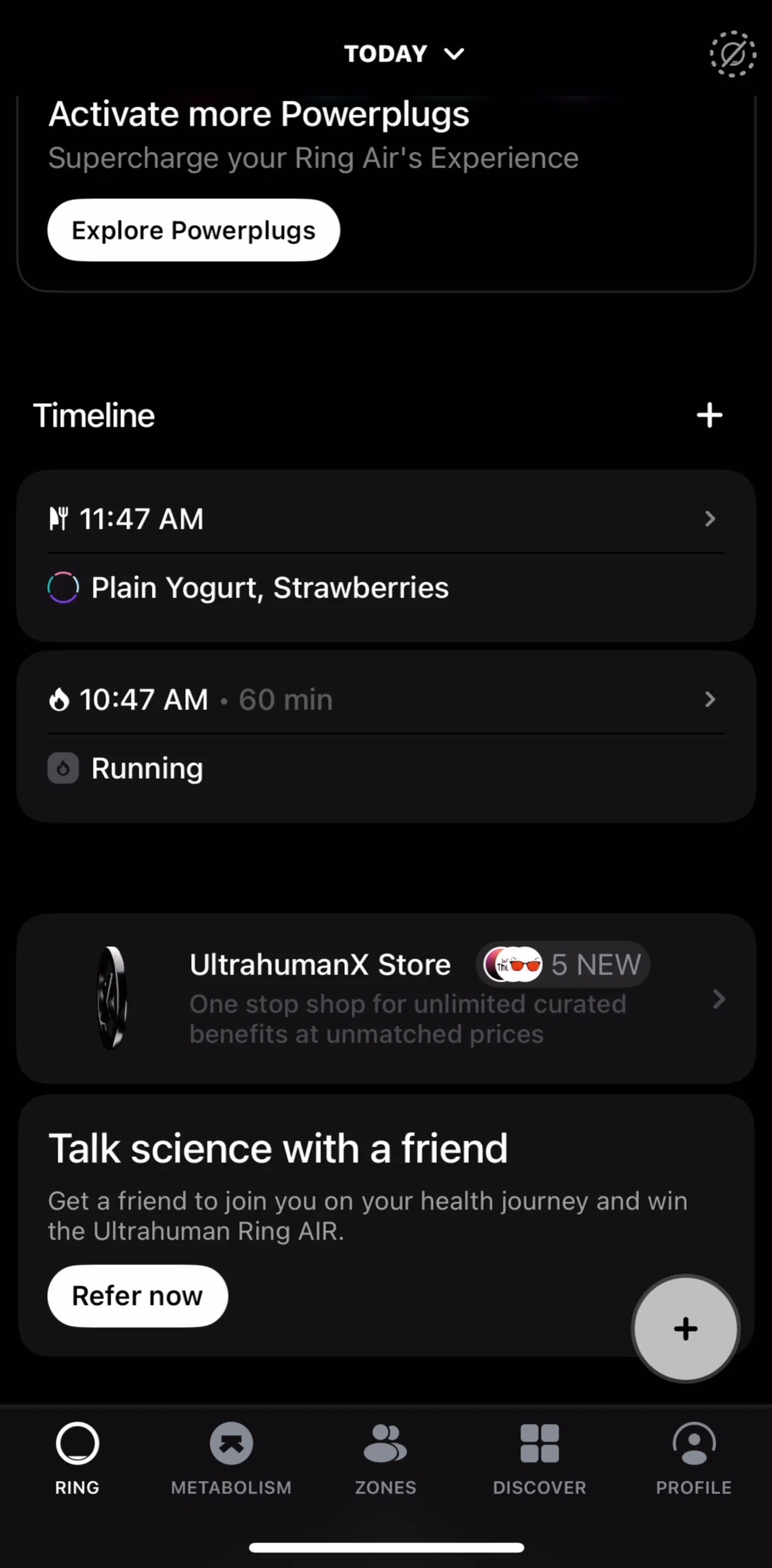 Ultrahuman Screen screen in the Food log detail flow
