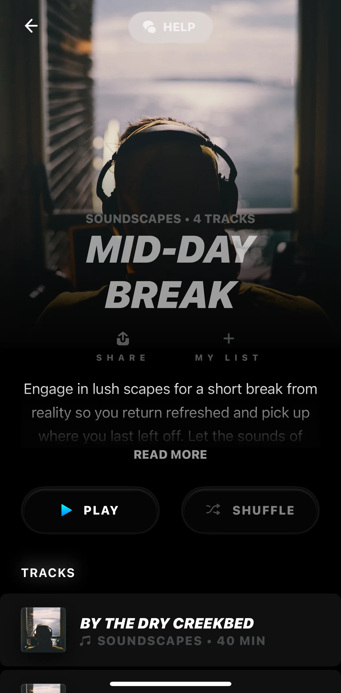 Ultrahuman Screen screen in the Listening to a track flow