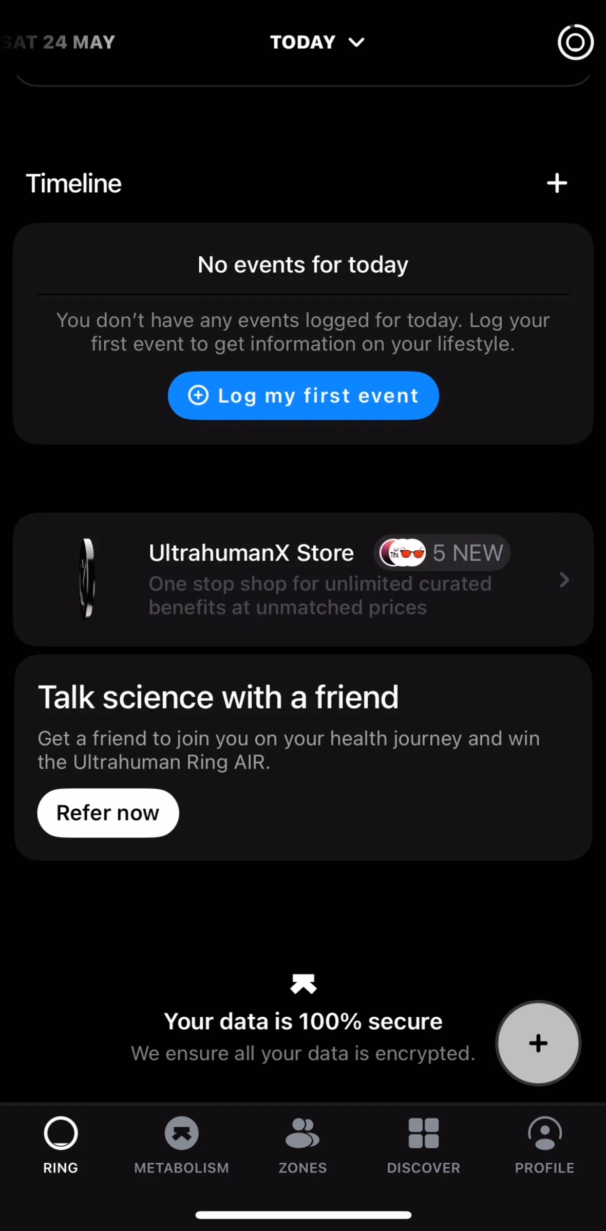Ultrahuman Screen screen in the Logging stress flow