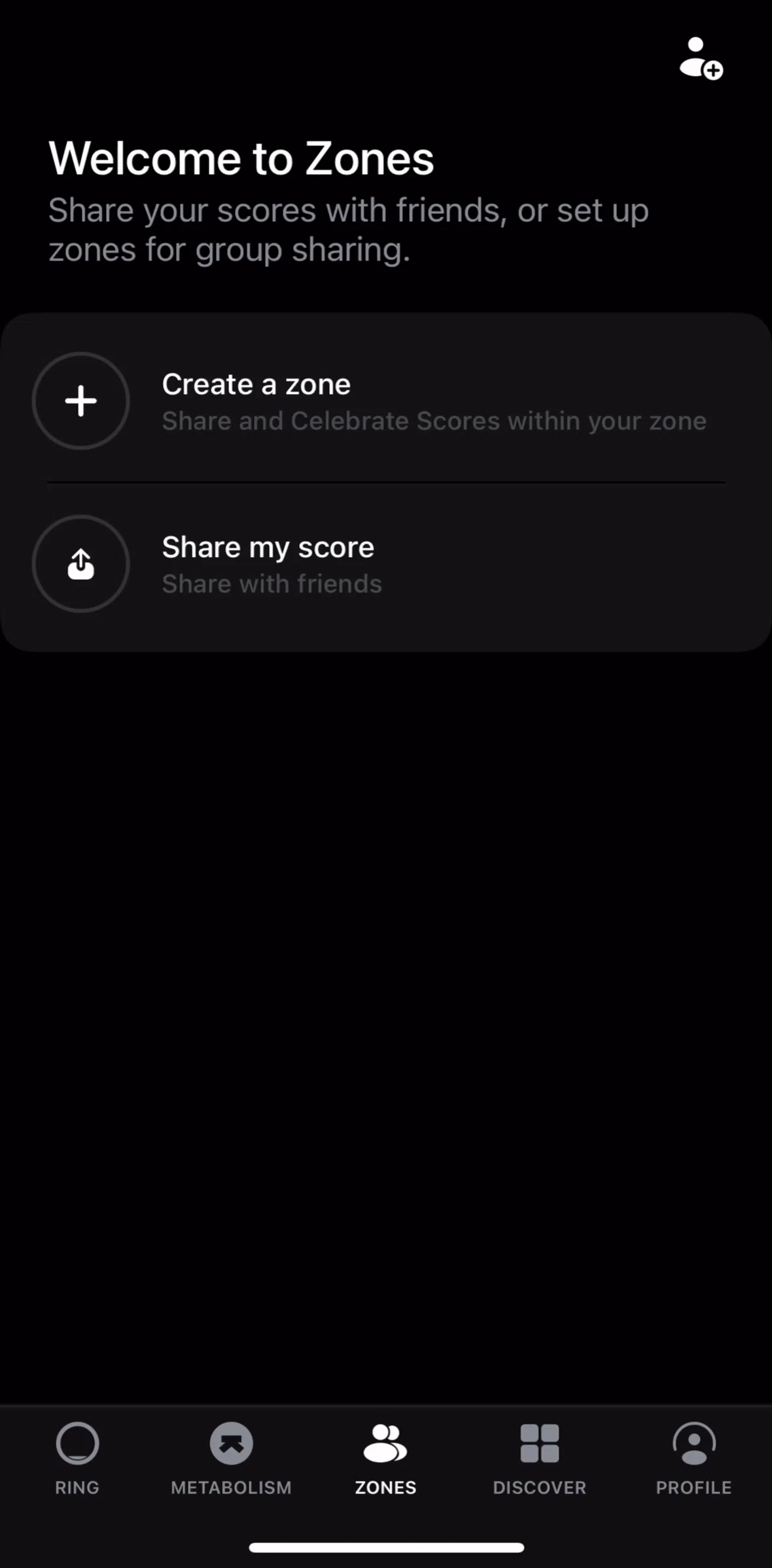 Ultrahuman Screen screen in the Share a score flow
