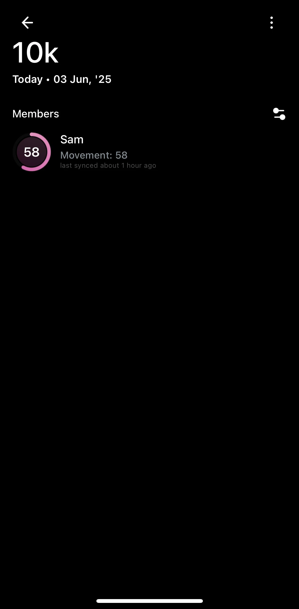 Ultrahuman Screen screen in the Sorting members flow
