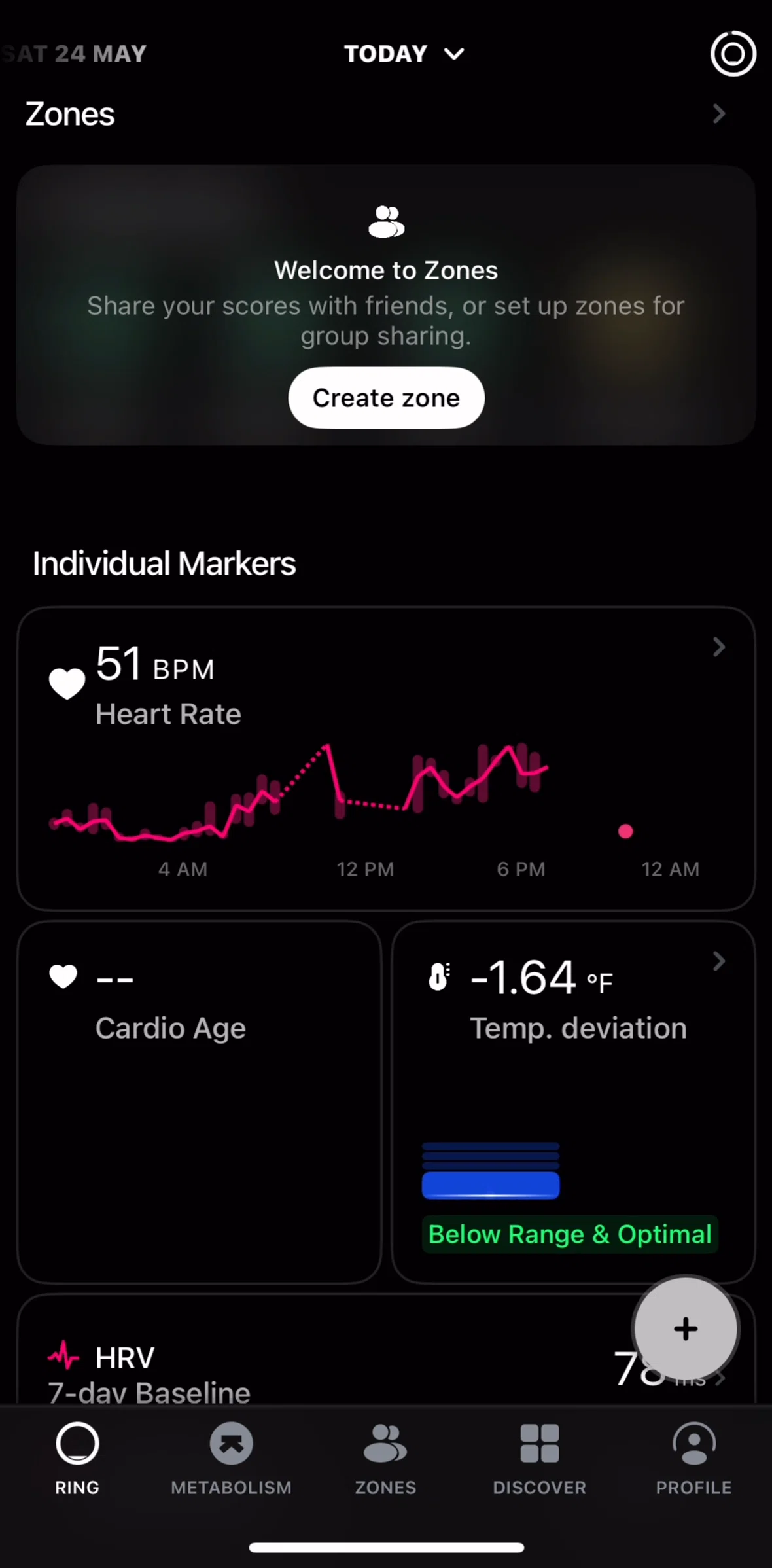 Ultrahuman Screen screen in the Temp deviation flow