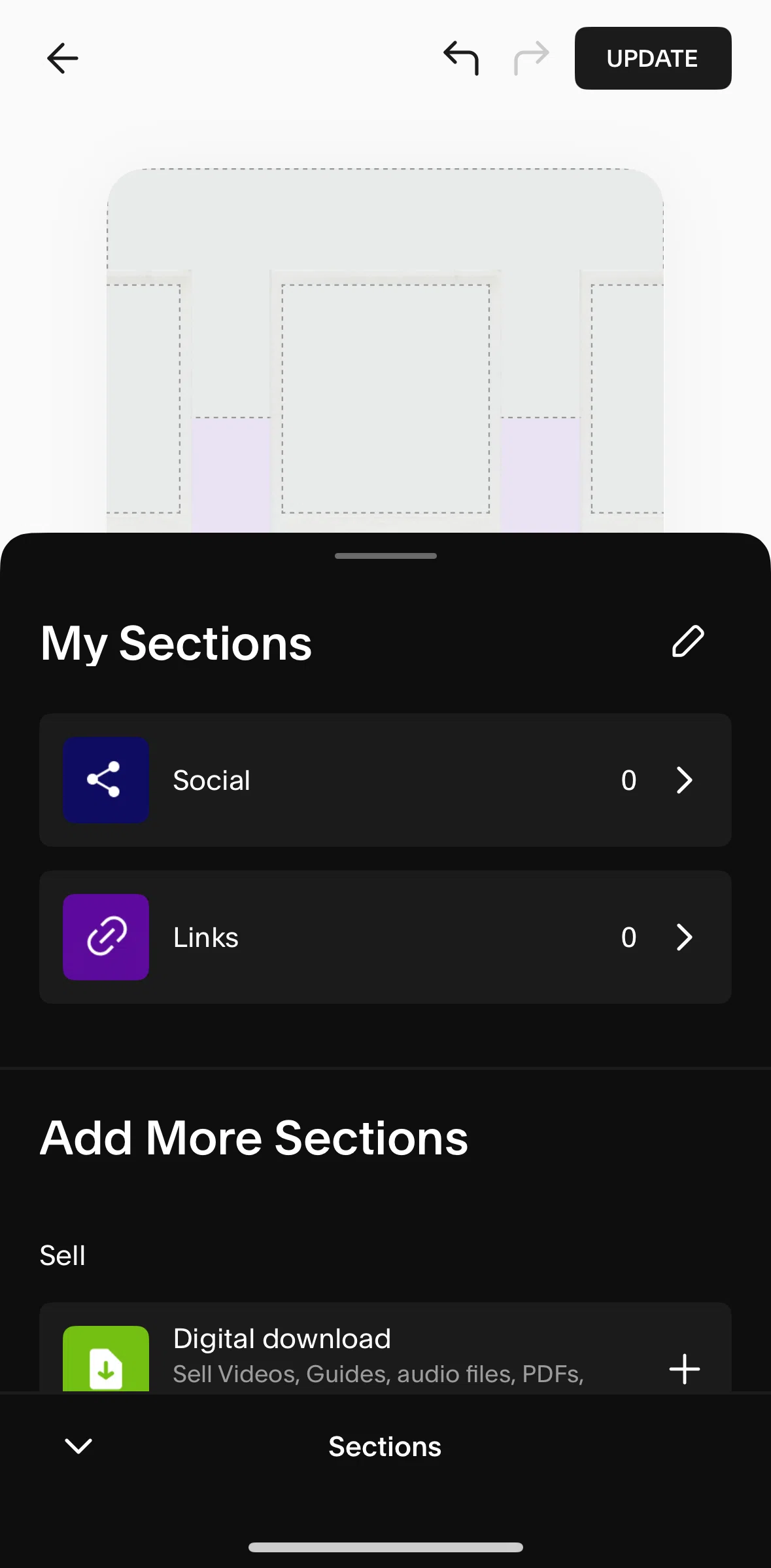 Unfold Screen screen in the Adding a link flow