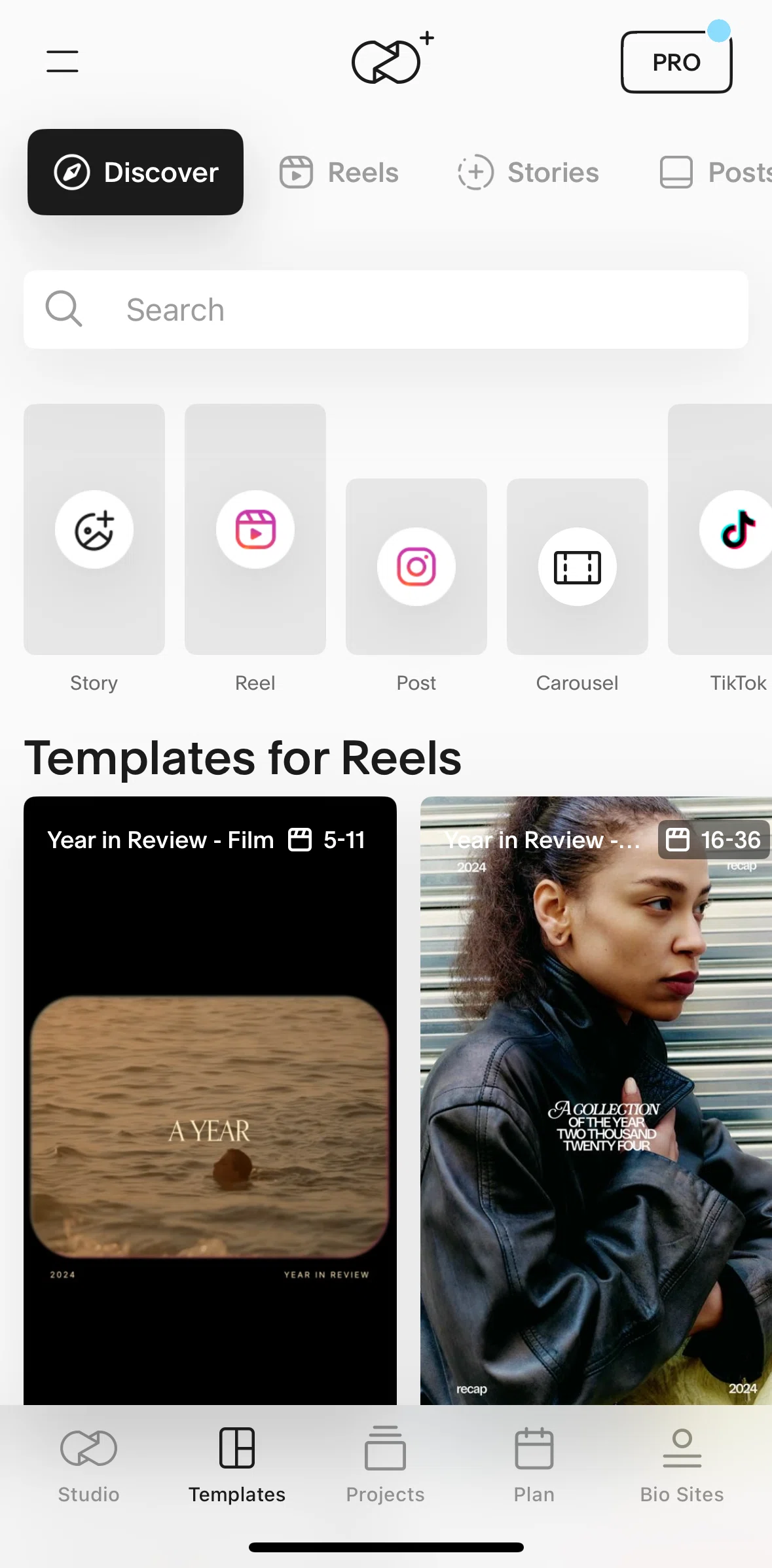 Unfold Screen screen in the Searching a template flow