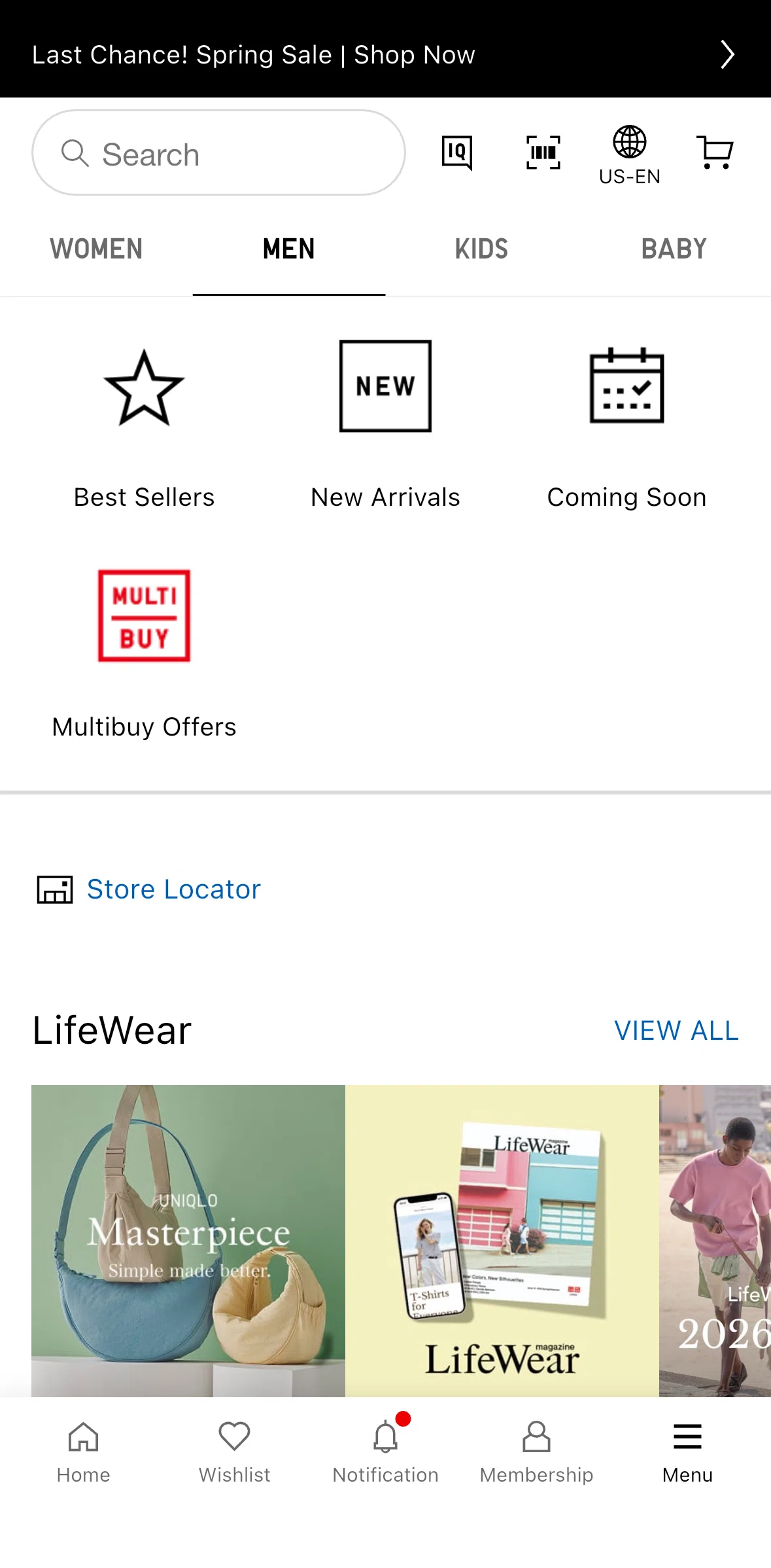 UNIQLO Screen screen in the Ranking flow