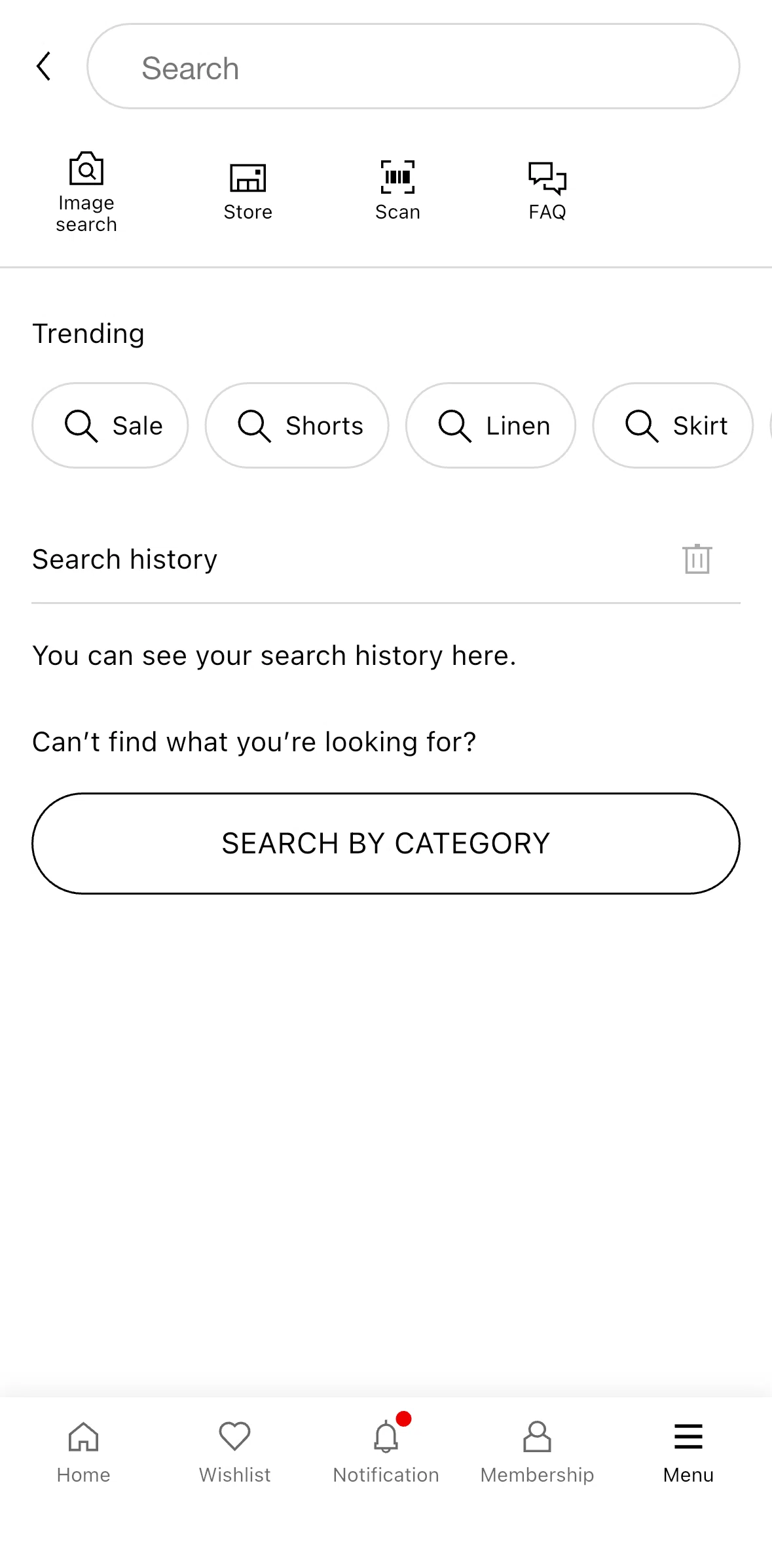 UNIQLO Screen screen in the Searching Uniqlo (image) flow