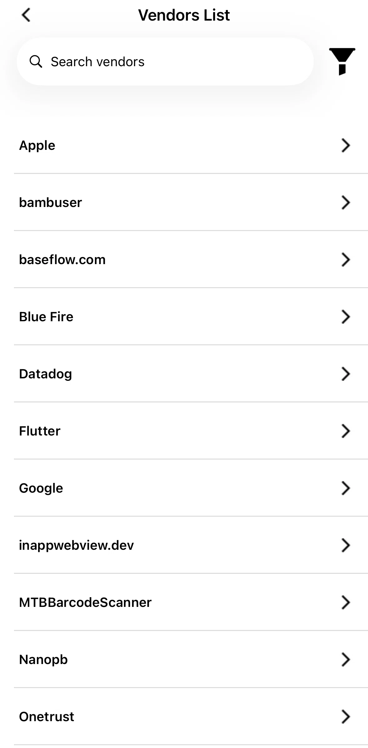 UNIQLO Screen screen in the Searching vendor flow