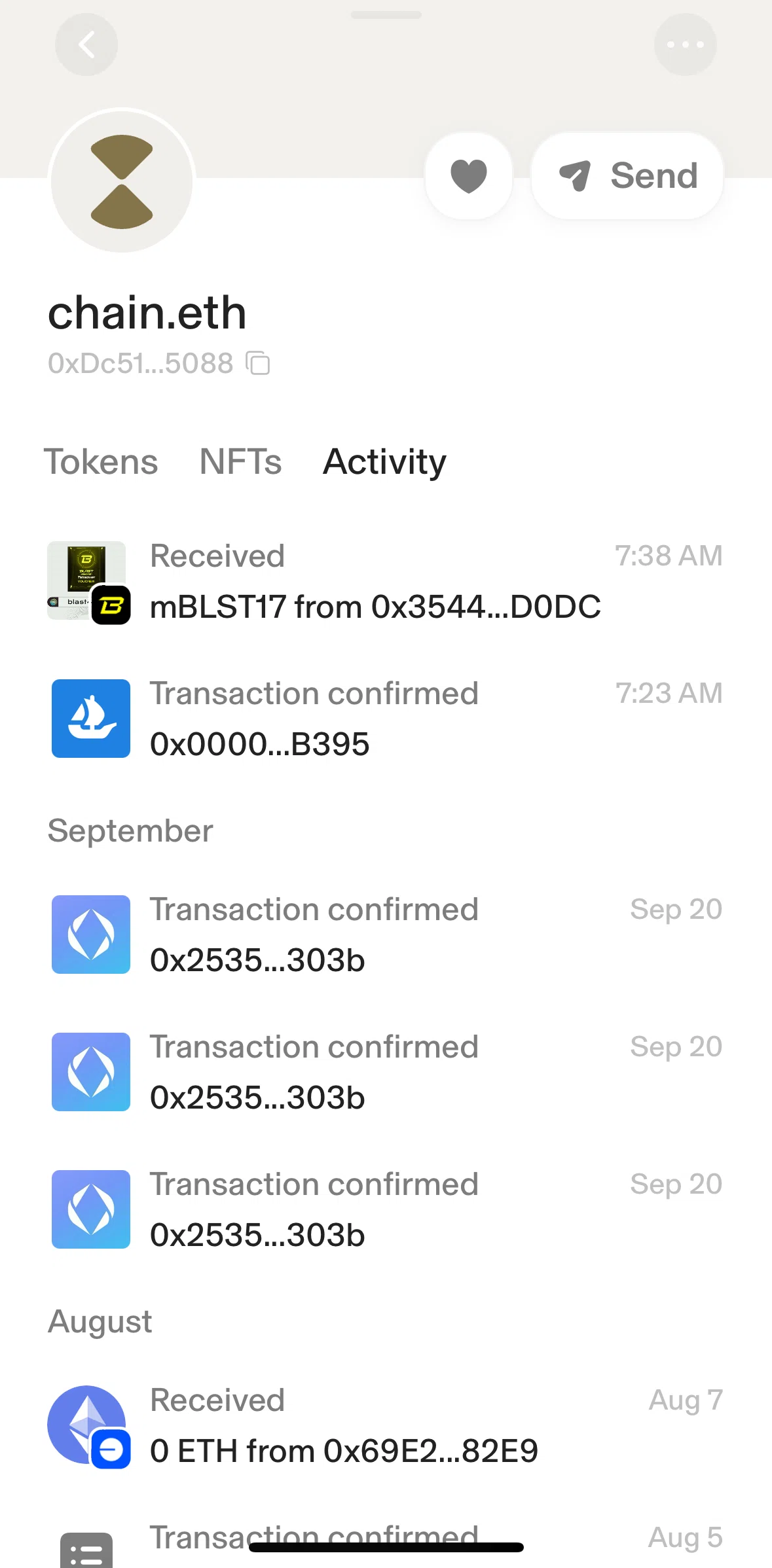 Uniswap Screen screen in the Copying transaction ID flow
