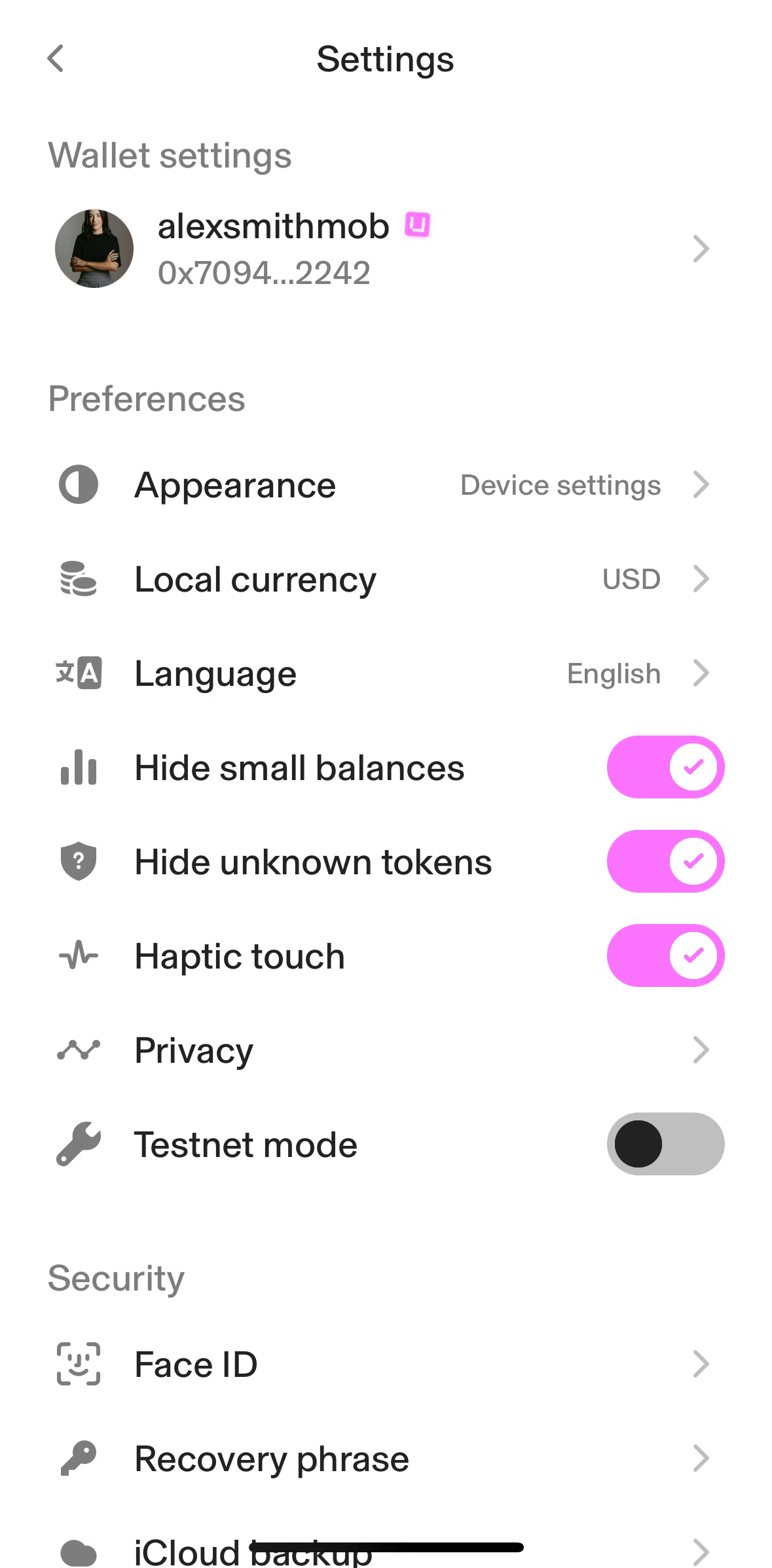 Uniswap Screen screen in the Switching to dark mode flow