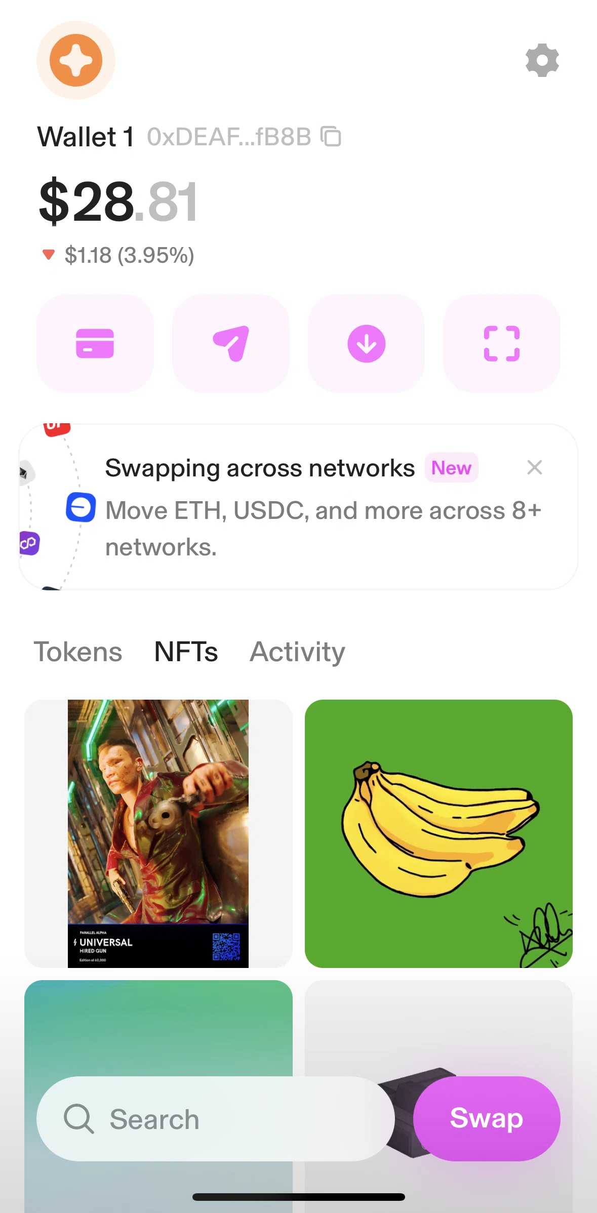 Uniswap Screen screen in the View an NFT flow