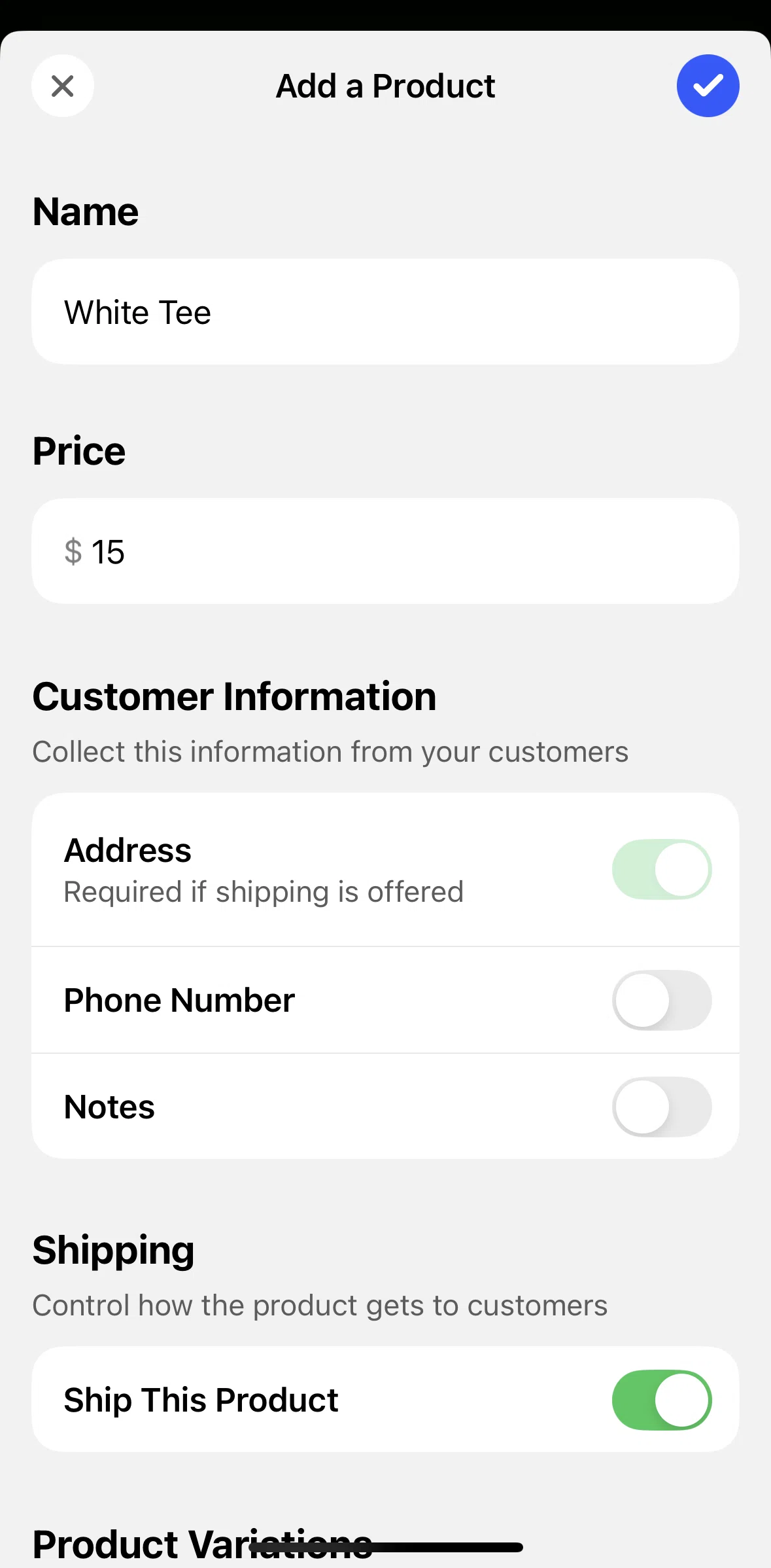 Universe Screen screen in the Adding a note flow
