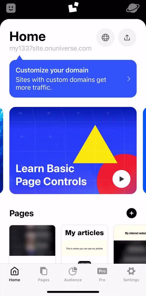 Universe Home screen in the Discovering Content flow