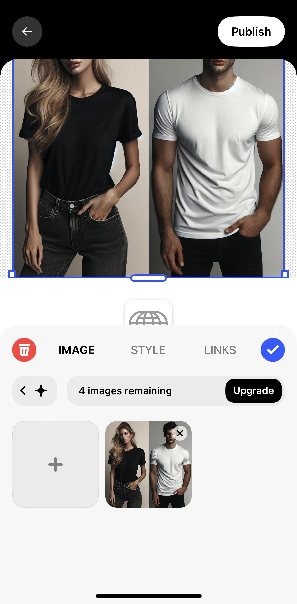 Universe Screen screen in the Editing an image flow