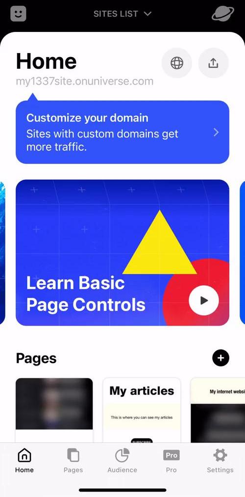 Universe Home screen in the General Browsing flow