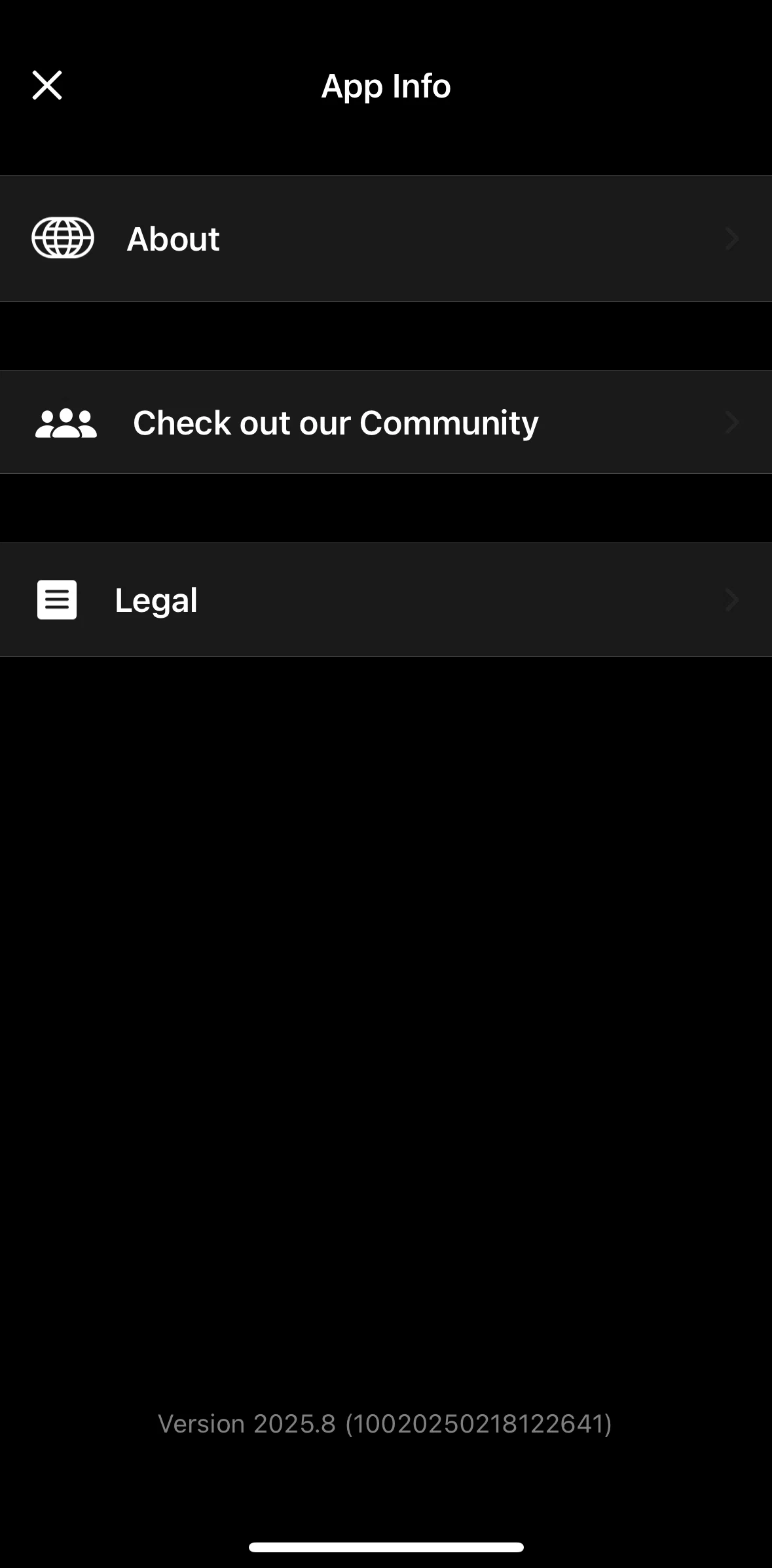 Universe Screen screen in the Terms of service flow