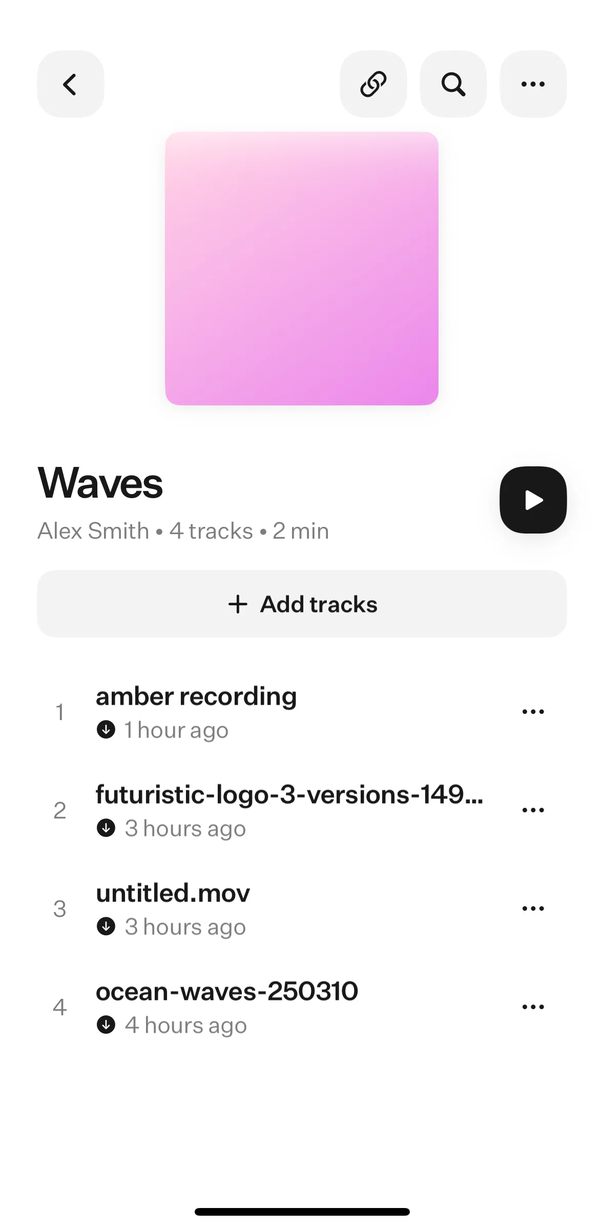[untitled] Screen screen in the Reordering tracks flow