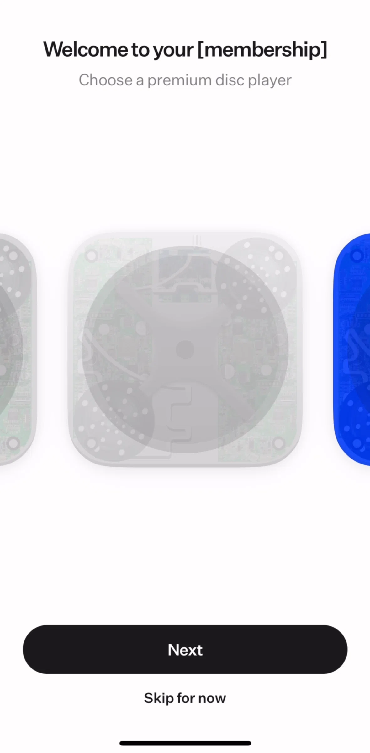 [untitled] Screen screen in the Selecting a premium disc player flow