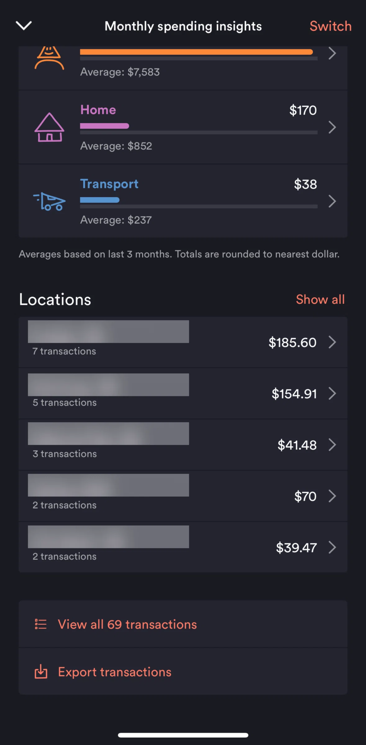 Up Screen screen in the Location based transactions flow