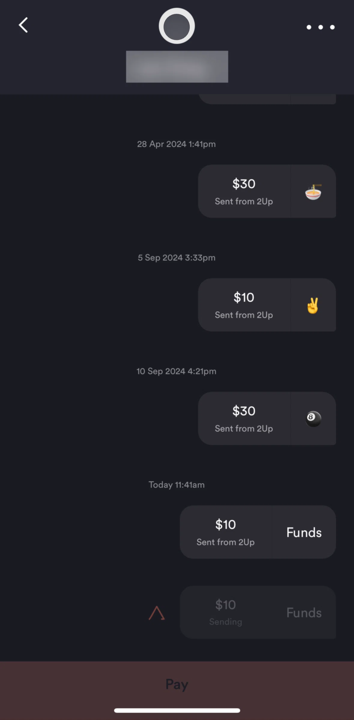 Up Screen screen in the Payment detail flow