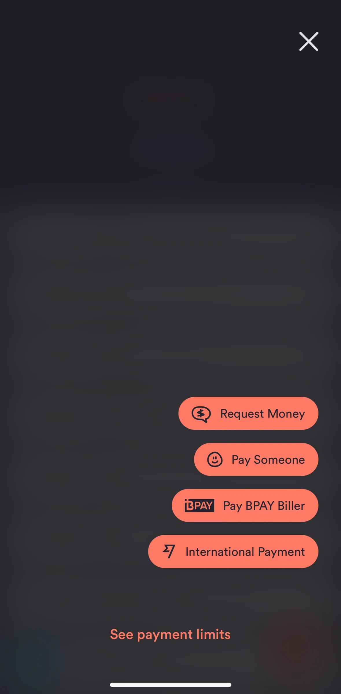 Up Screen screen in the Requesting money flow