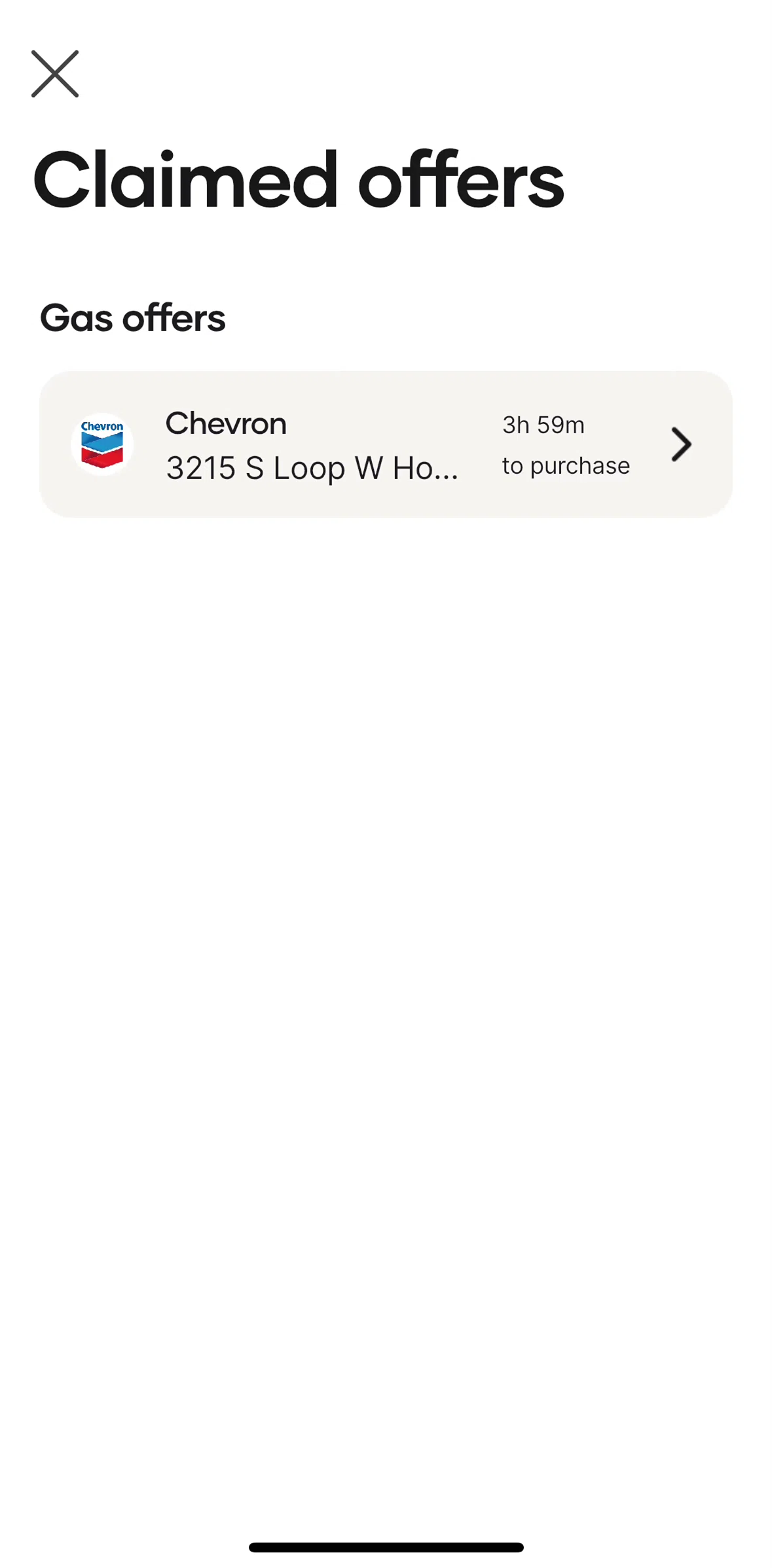 Upside Screen screen in the Claimed offers flow