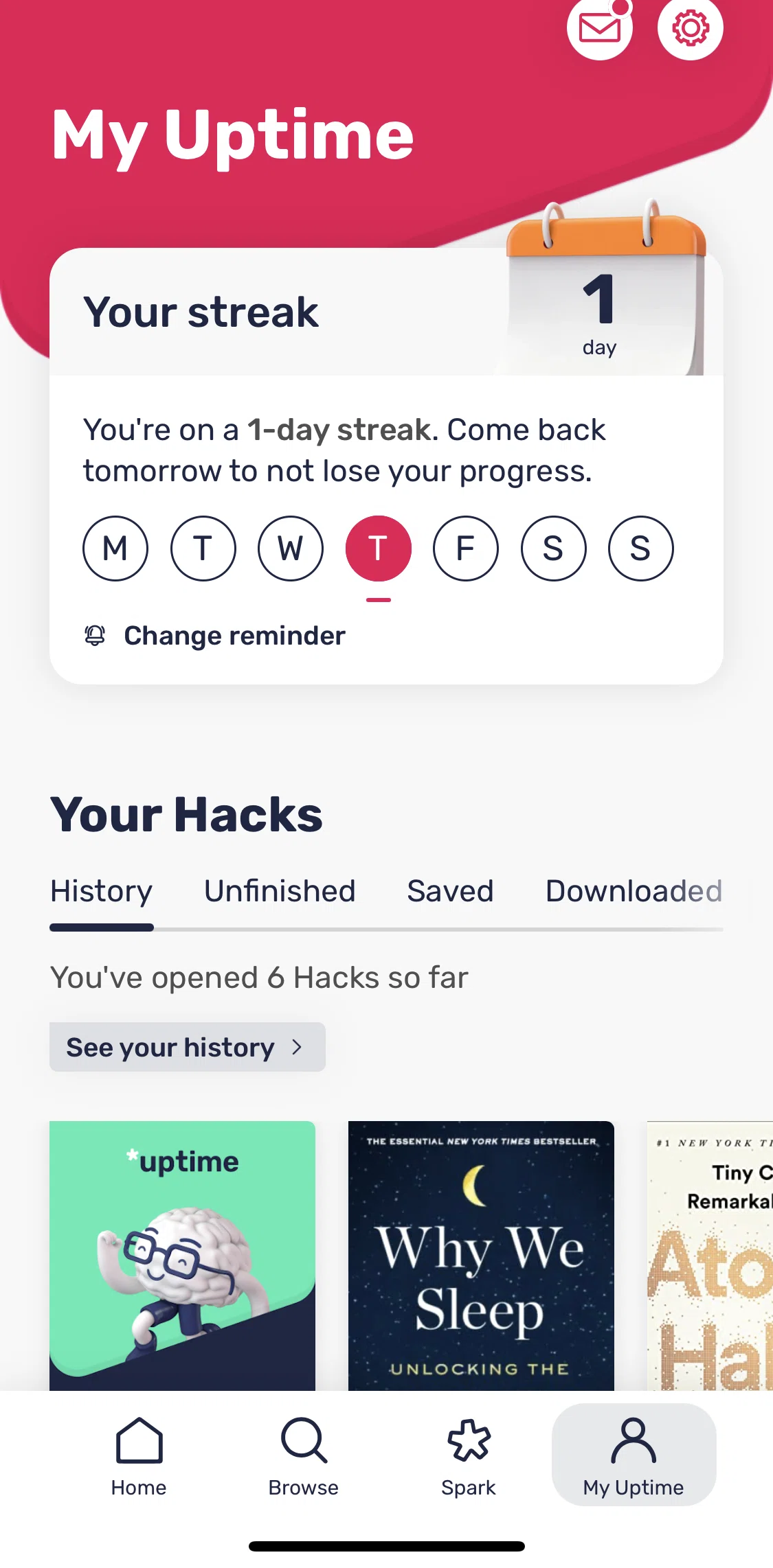 Uptime Screen screen in the Joining Uptime mailing list flow
