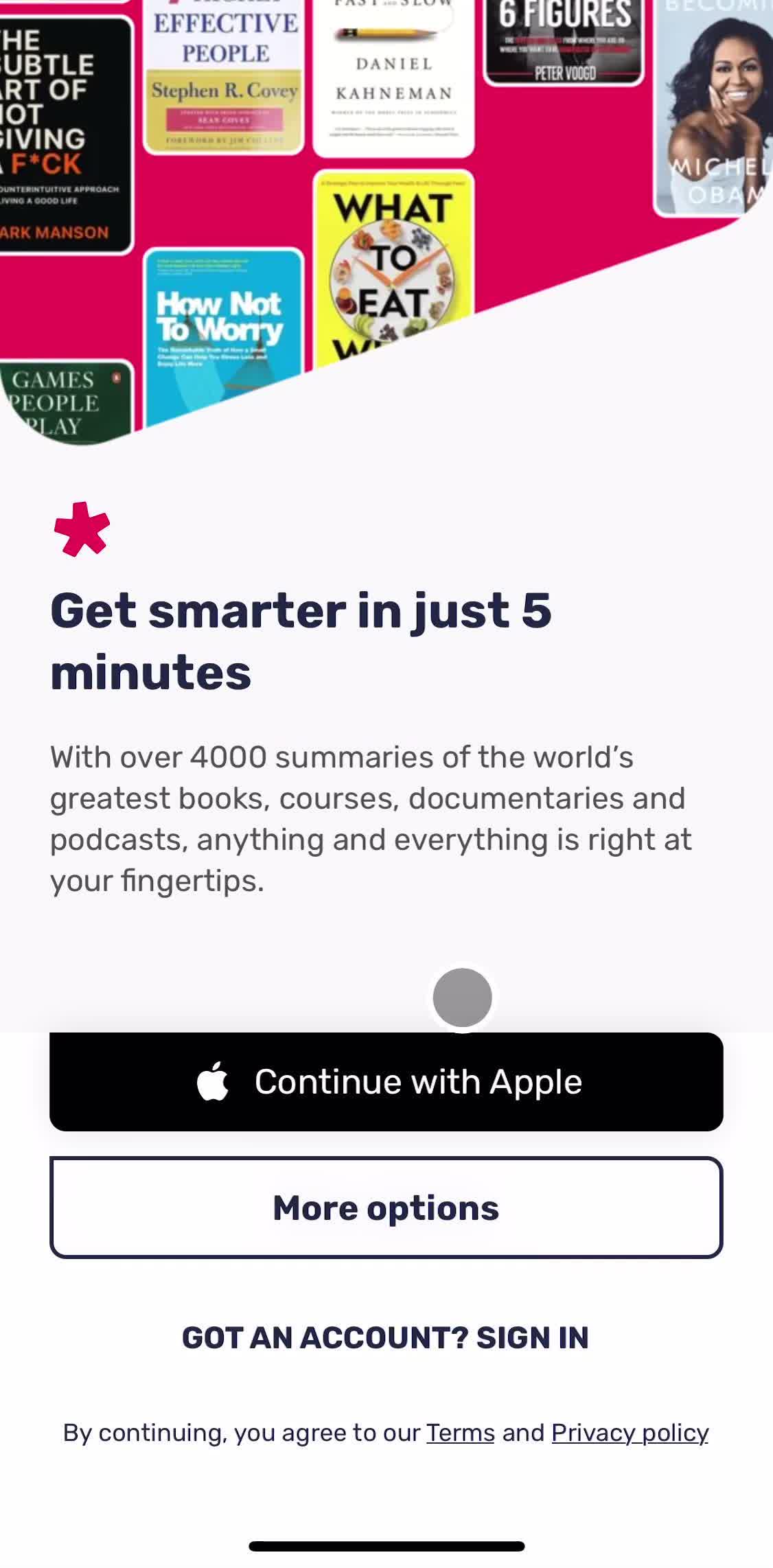 Uptime Start screen screen in the Onboarding flow