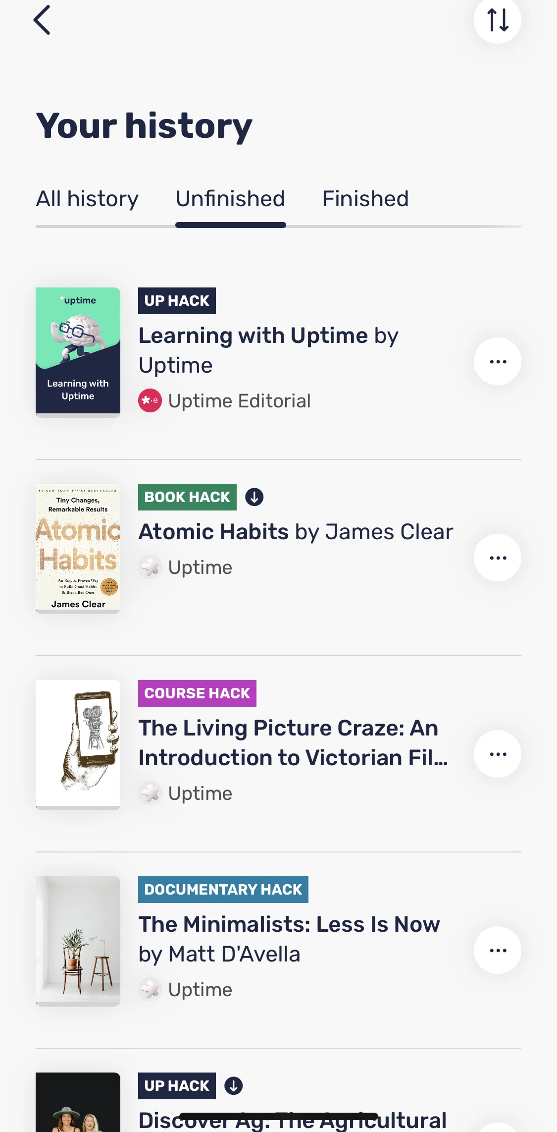 Uptime Screen screen in the Sorting Hacks flow