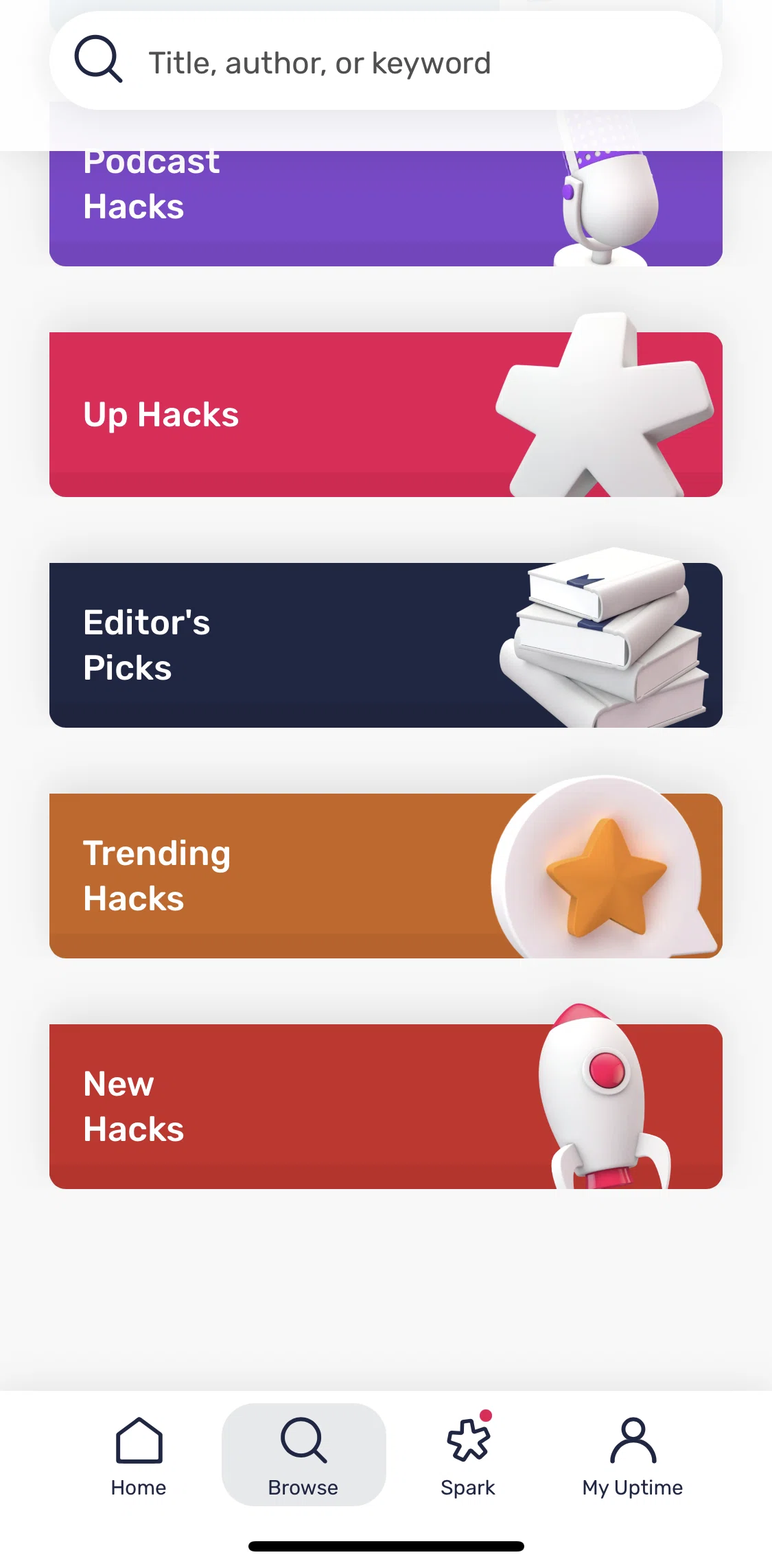 Uptime Screen screen in the View trending Hacks collection flow