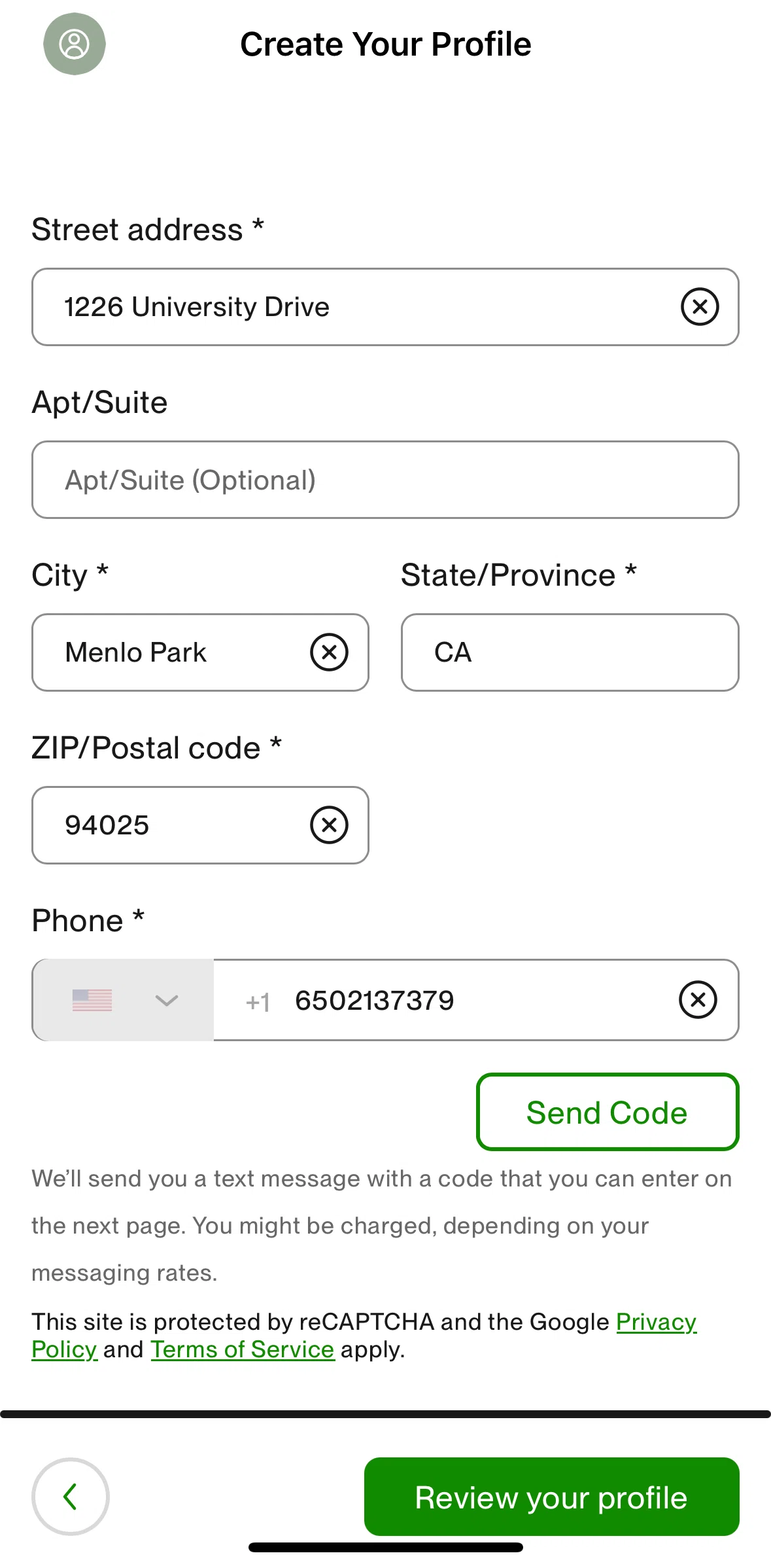 Upwork Screen screen in the Verifying a phone number flow
