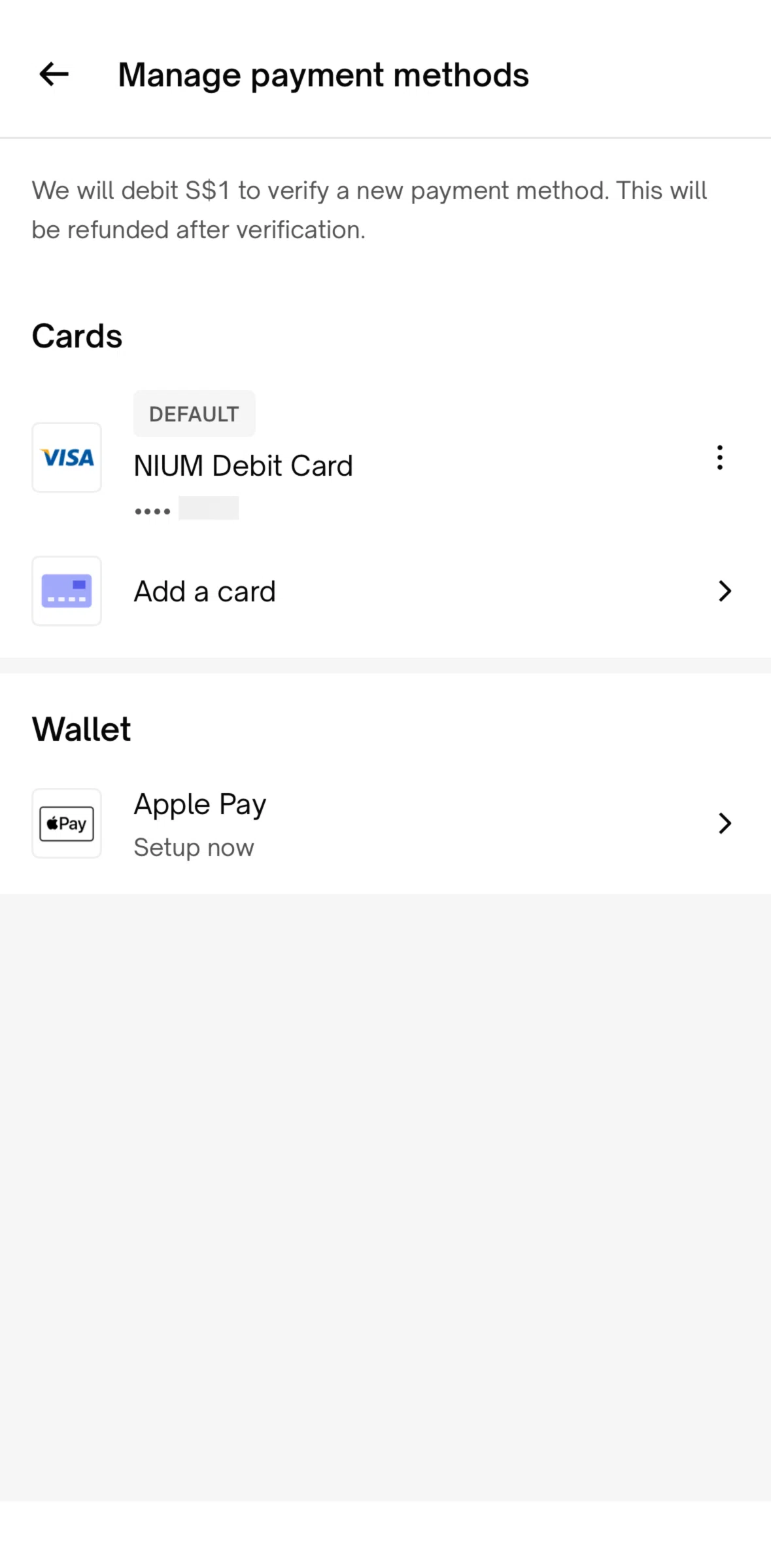 Urban Company Screen screen in the Deleting a card flow