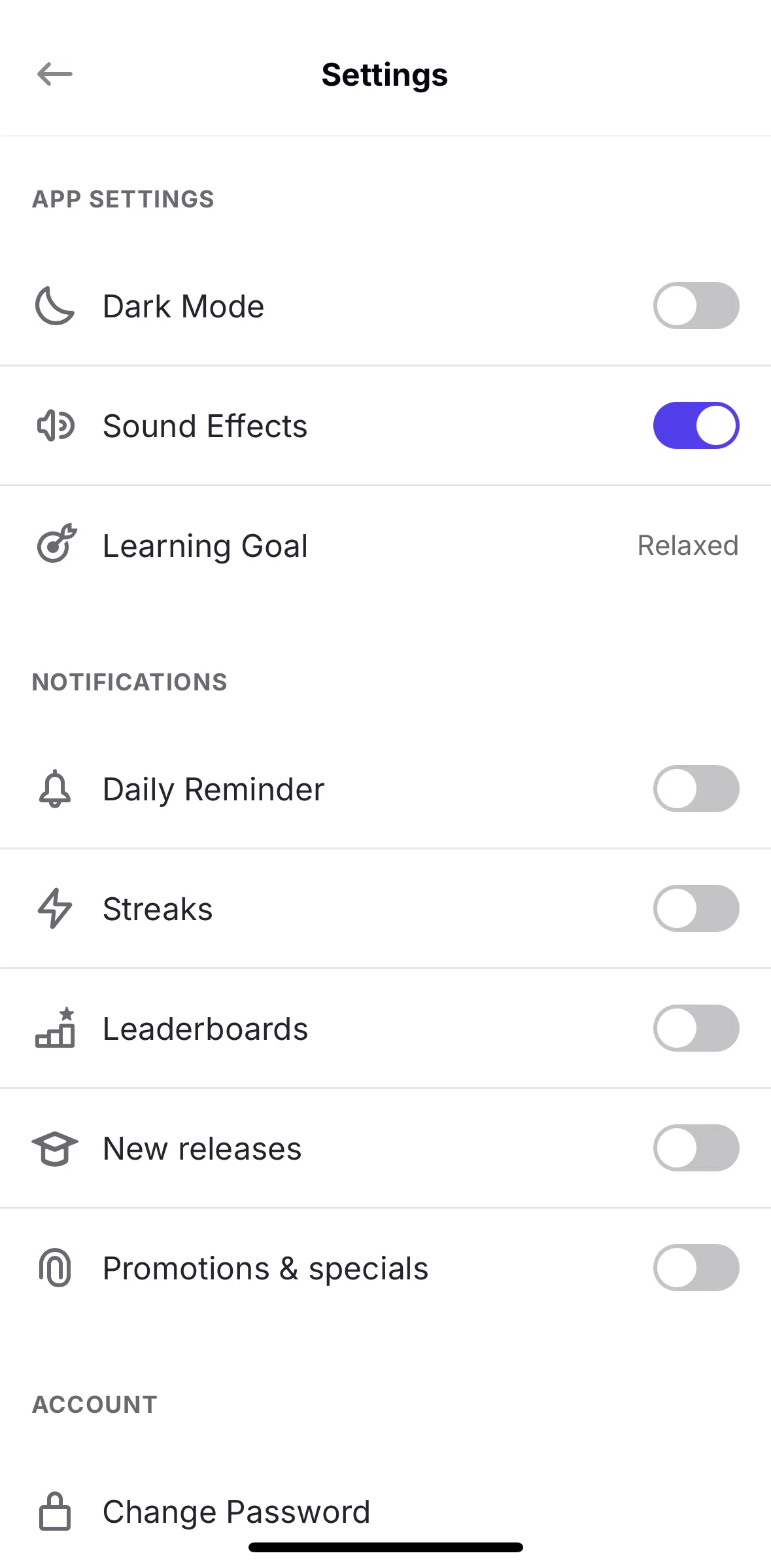 Uxcel Go Screen screen in the Changing learning goal flow