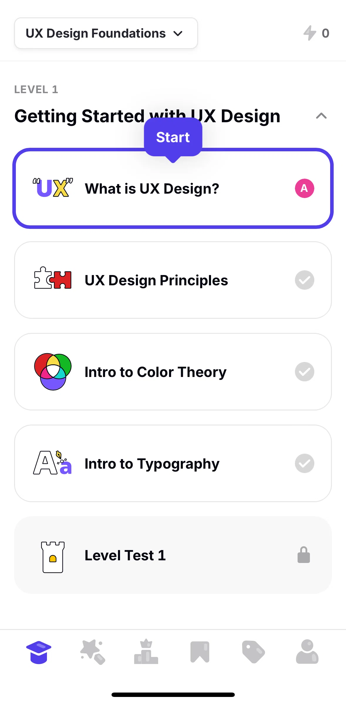 Uxcel Go Screen screen in the Designr flow