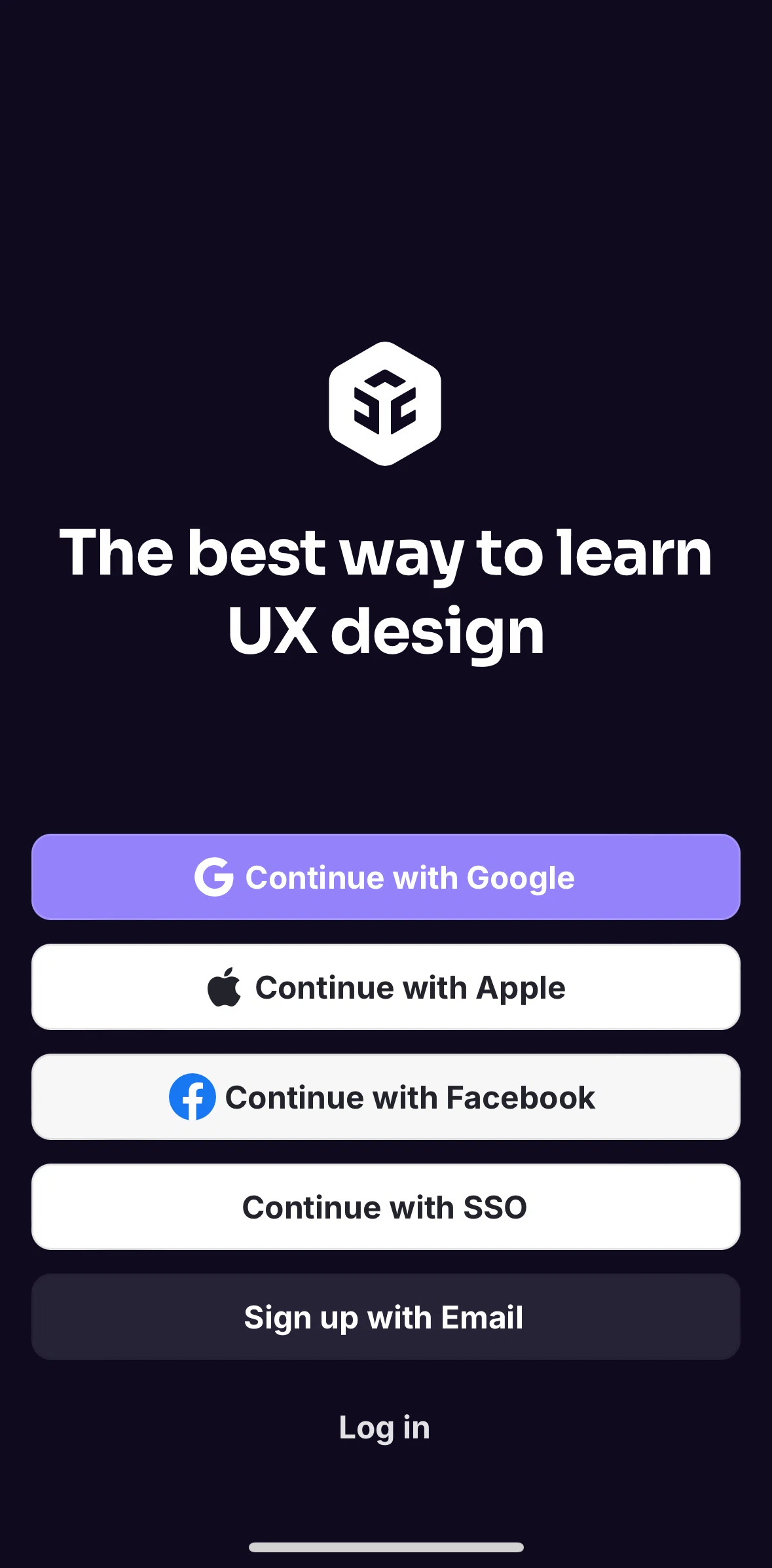 Uxcel Go Screen screen in the Logging in flow