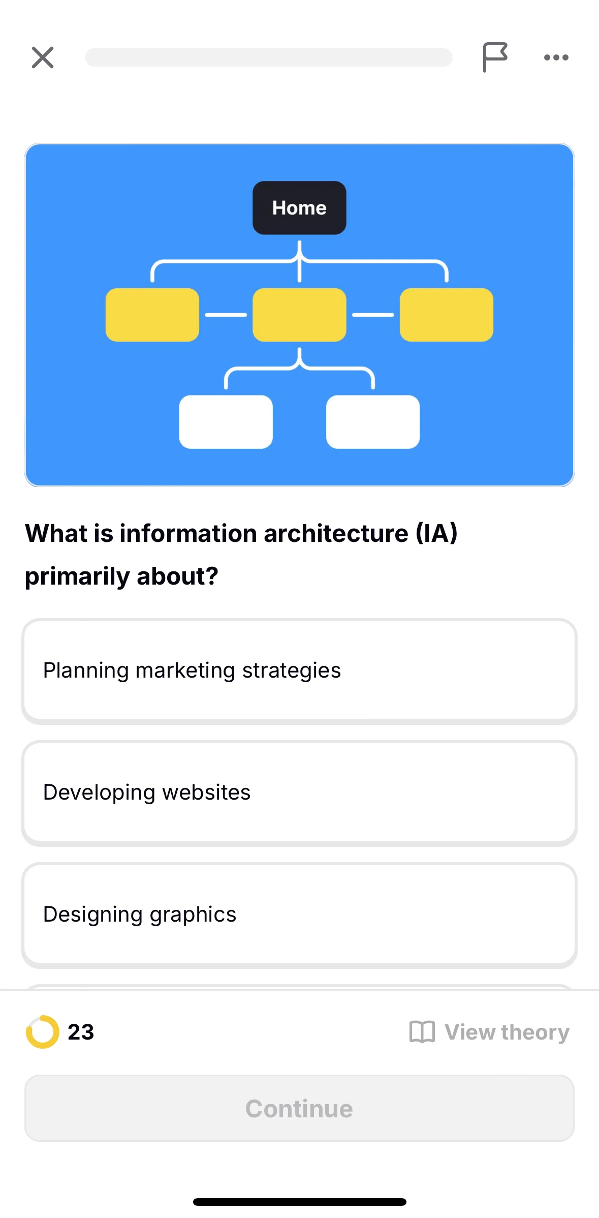 Uxcel Go Screen screen in the Reporting a course flow