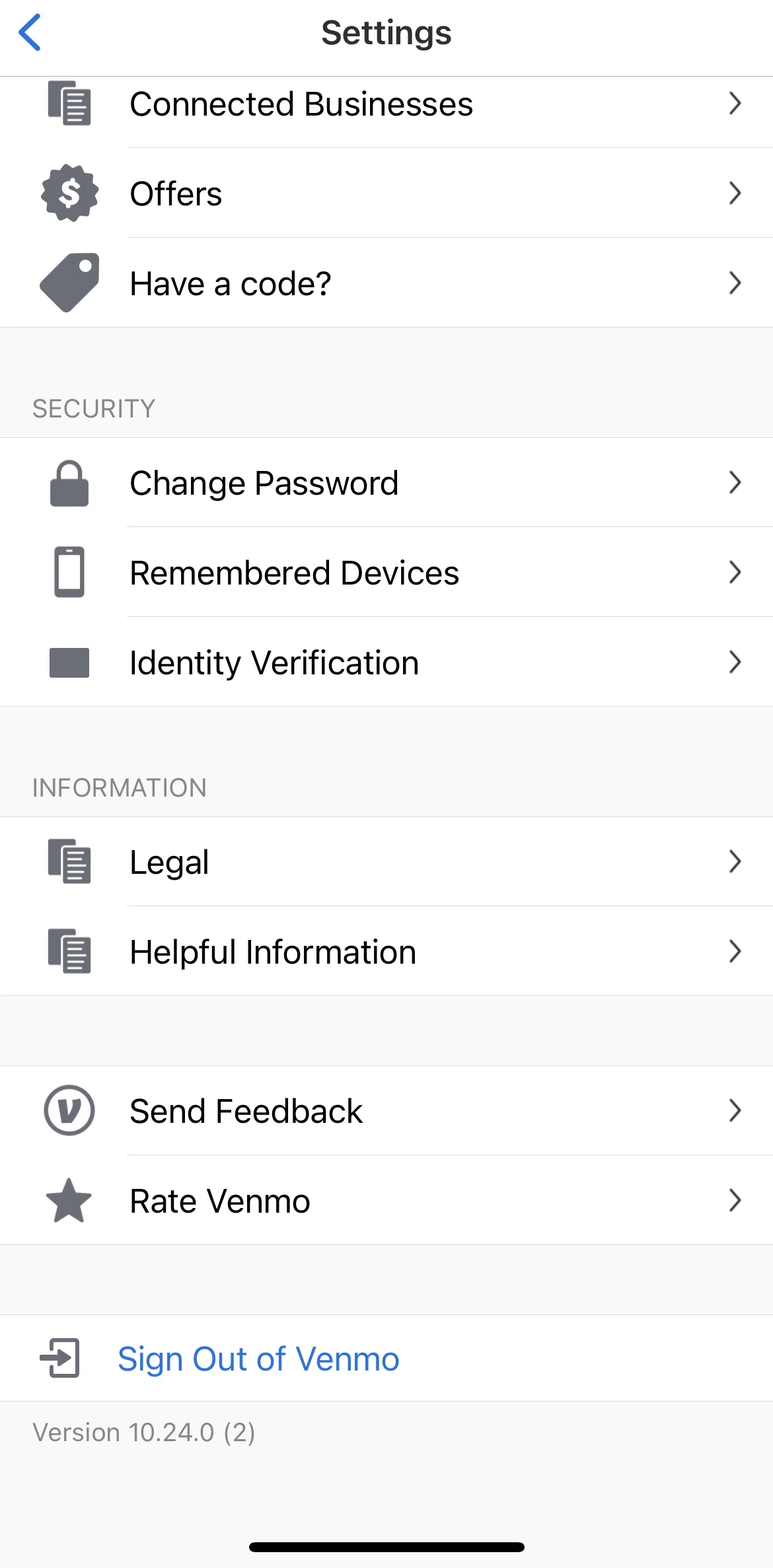 Venmo Screen screen in the Legal flow