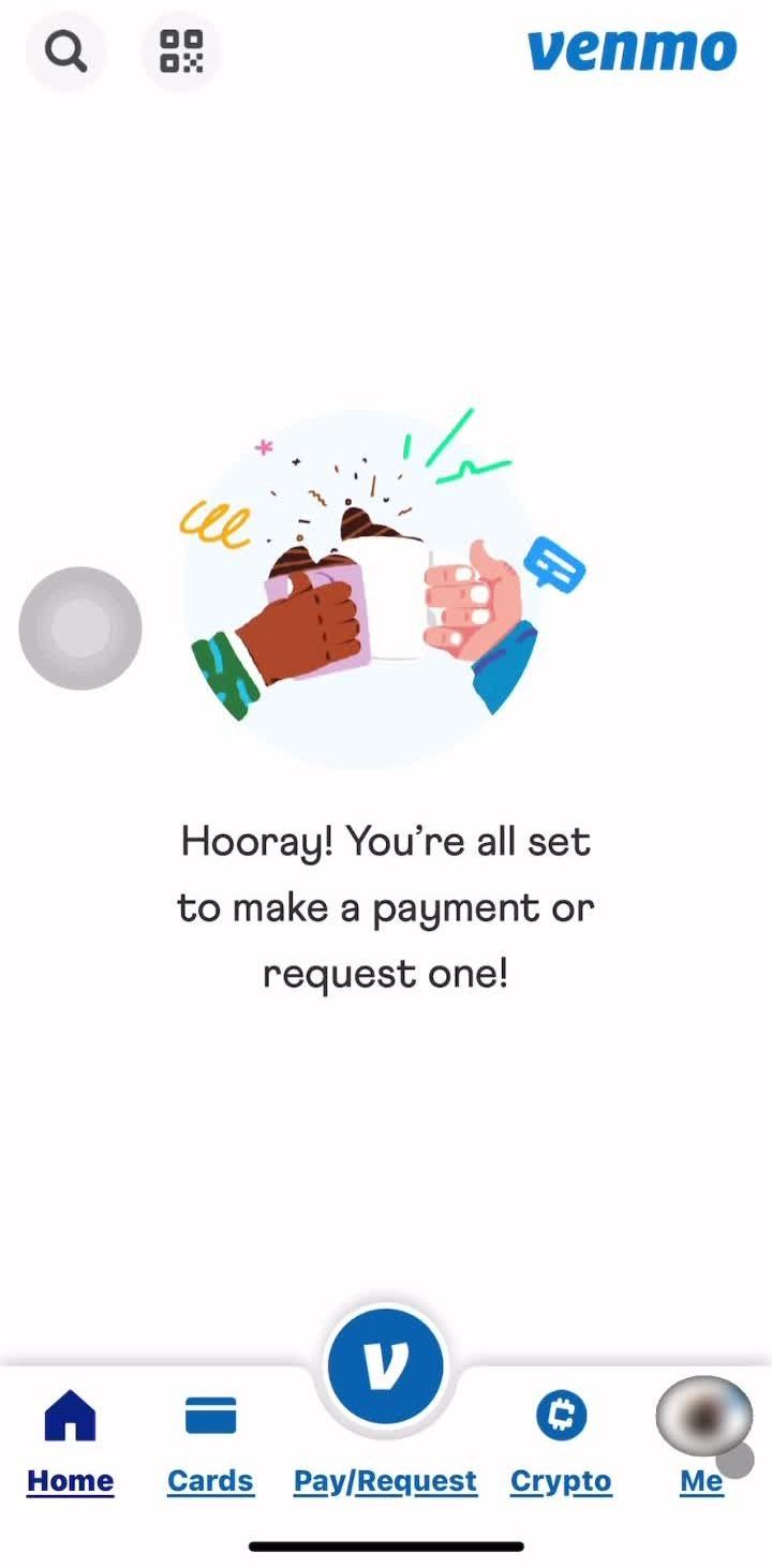 Venmo Home screen in the Logging Out flow