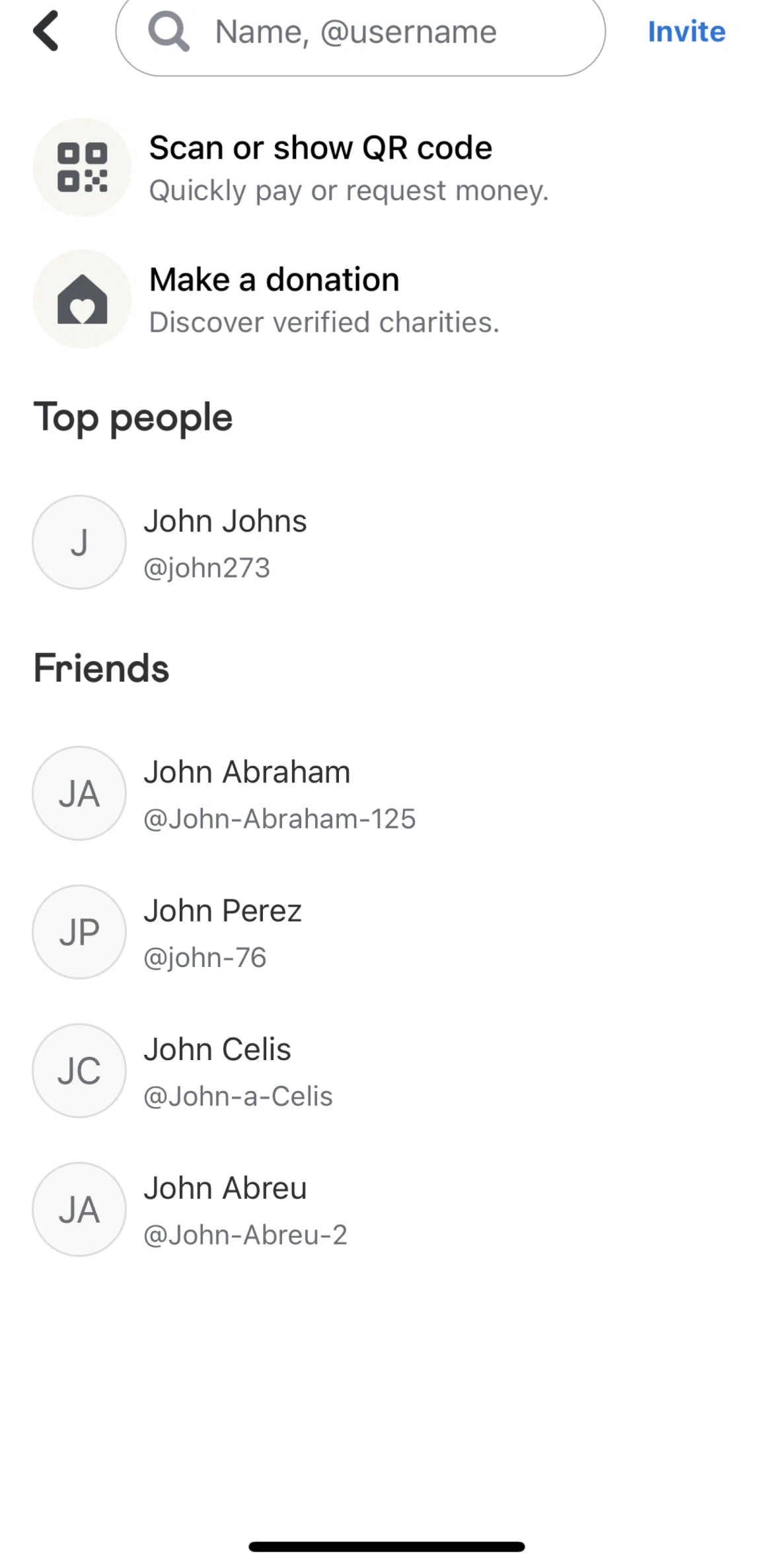 Venmo Screen screen in the Make a donation flow