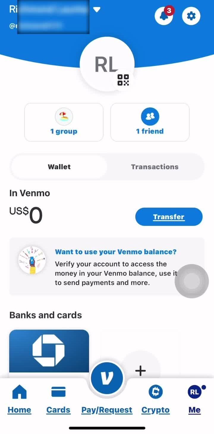Venmo Profile screen in the Offers flow