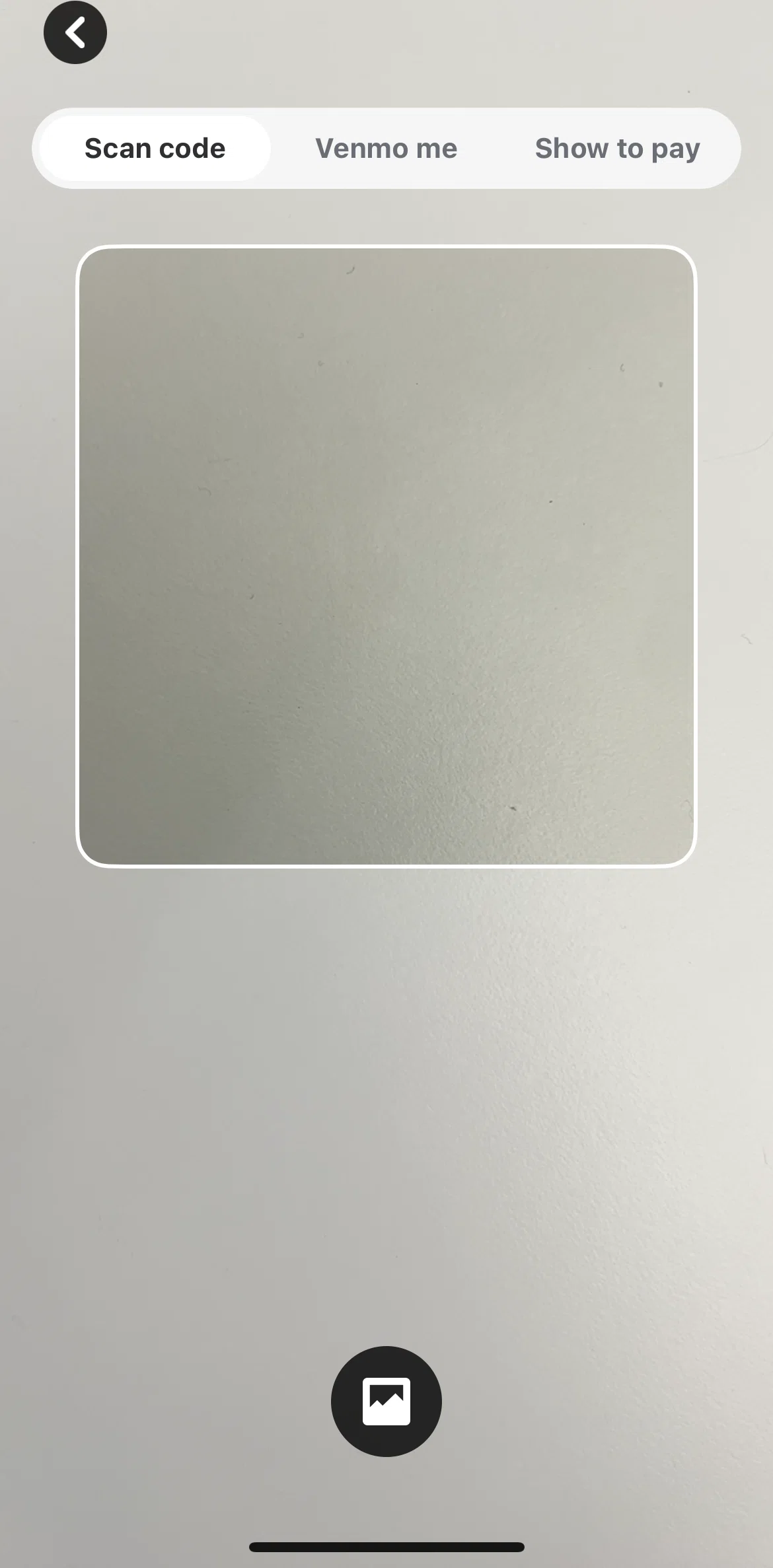 Venmo Screen screen in the QR code flow
